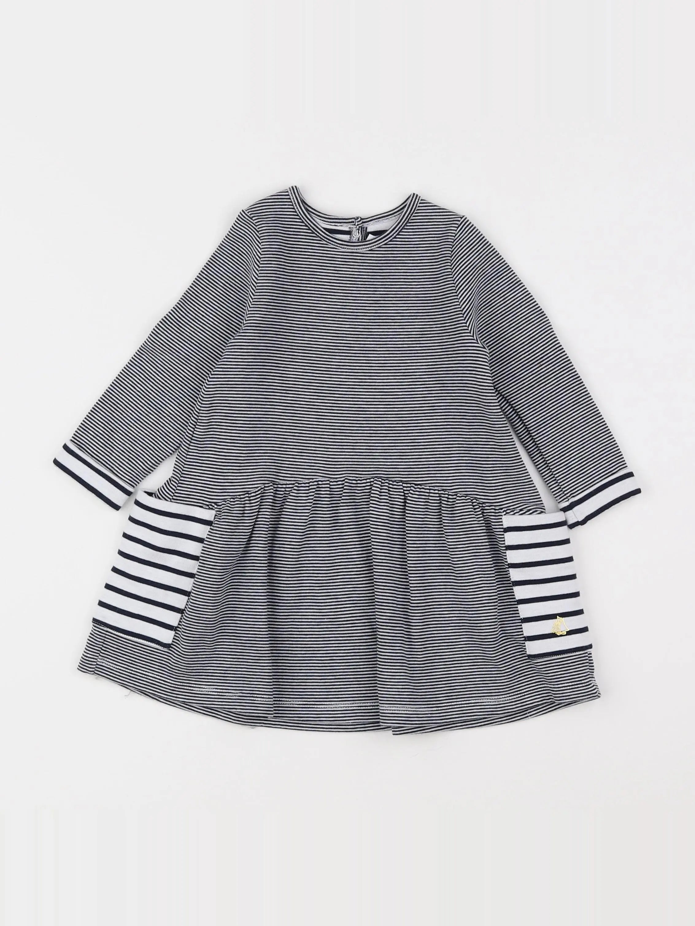 Petit Bateau - robe gris - 12 mois
