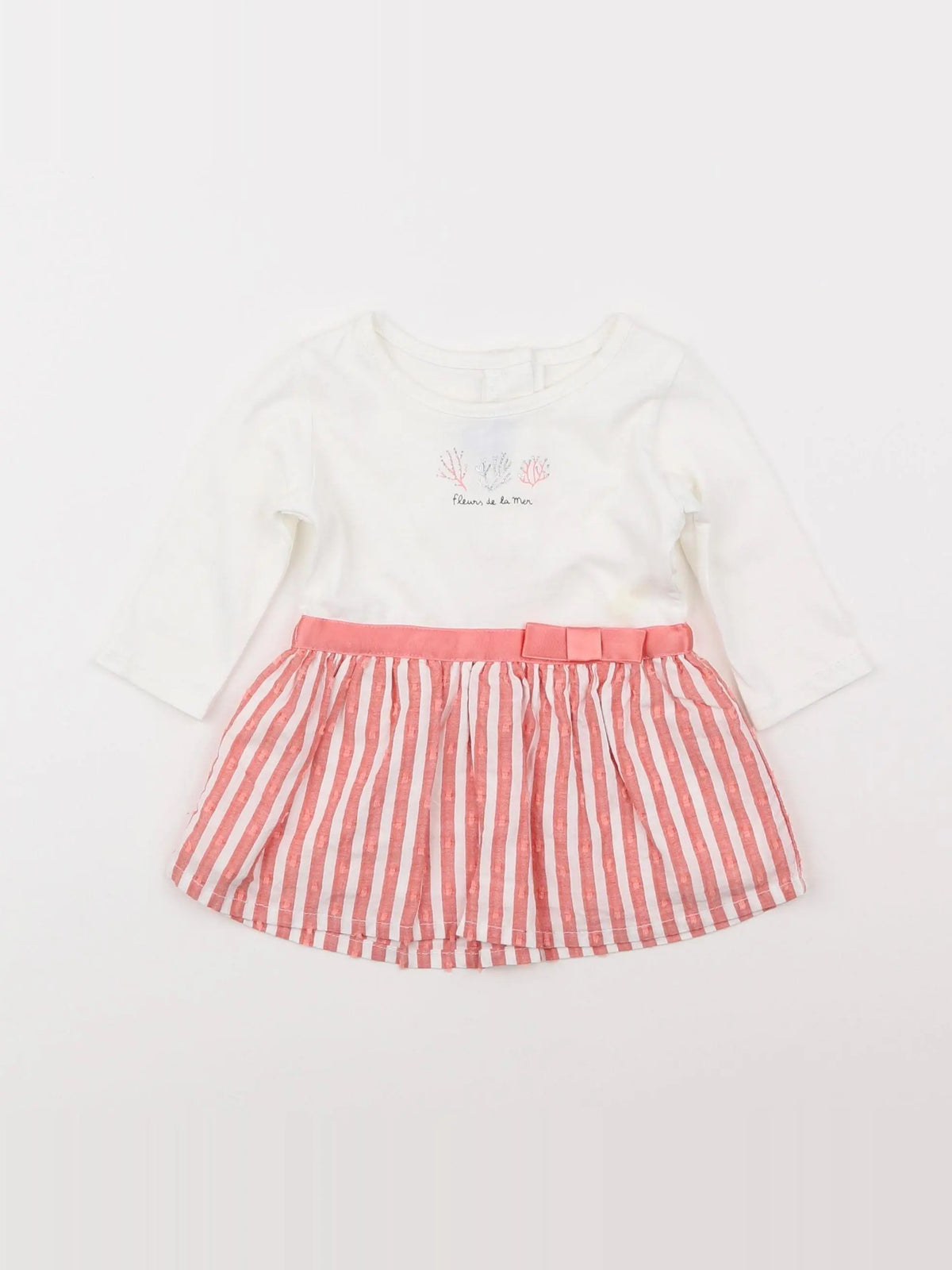 Absorba - robe blanc, rose - 3 mois
