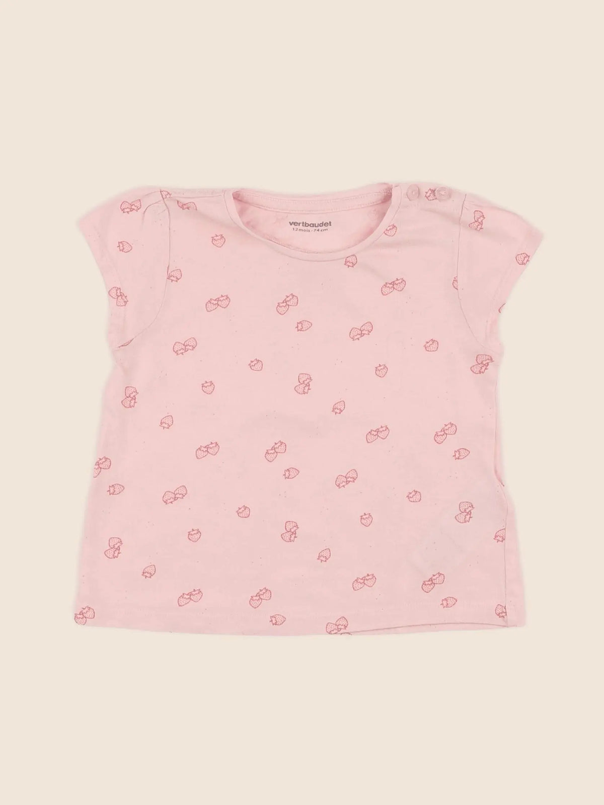 Vertbaudet - tee-shirt rose - 12 mois