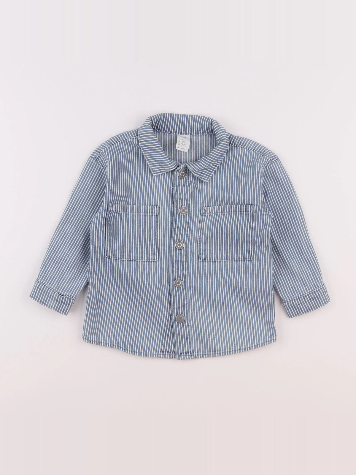 H&M - chemise blanc, bleu - 12/18 mois