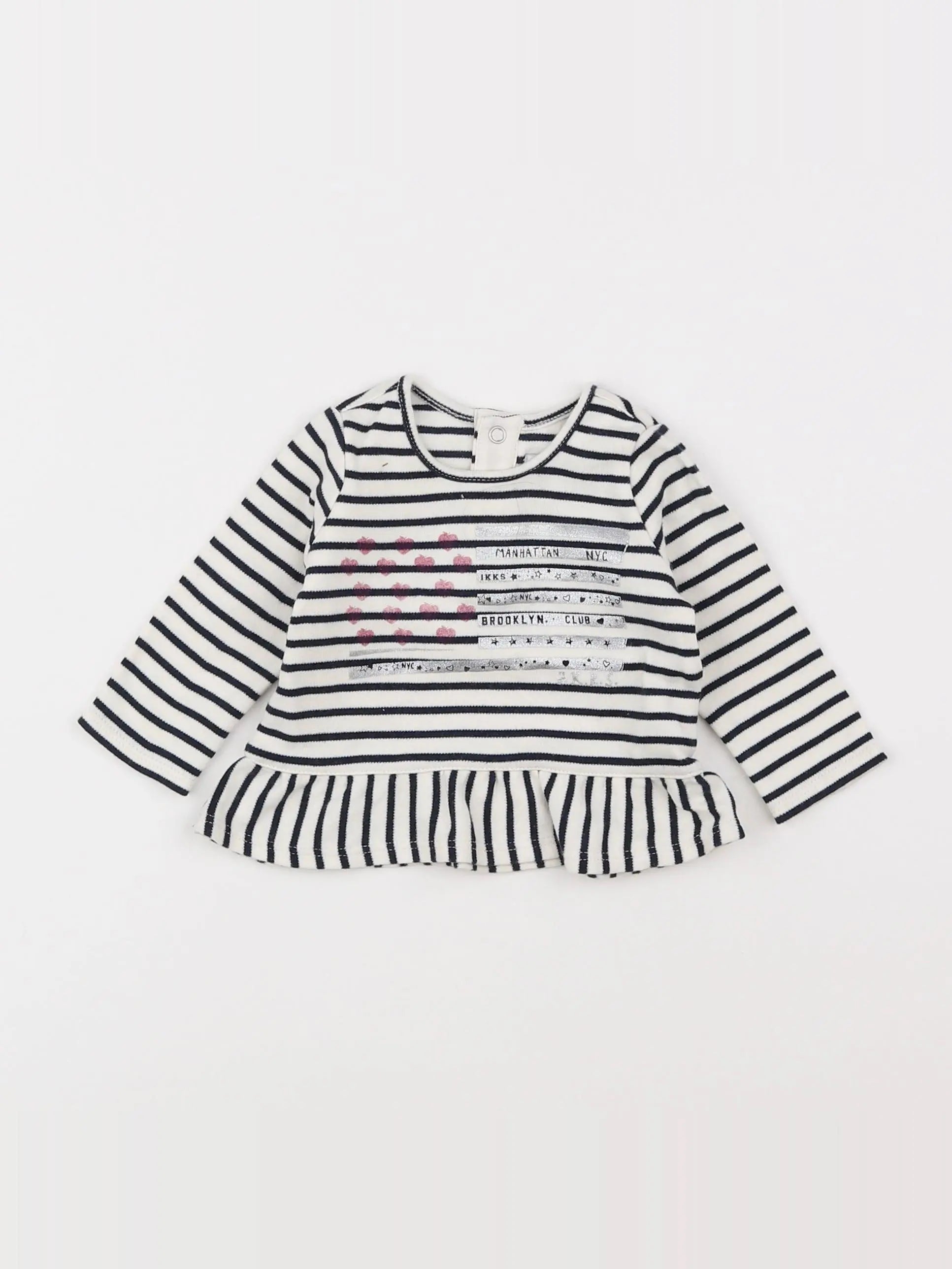 IKKS - tee-shirt blanc, bleu - 3 mois