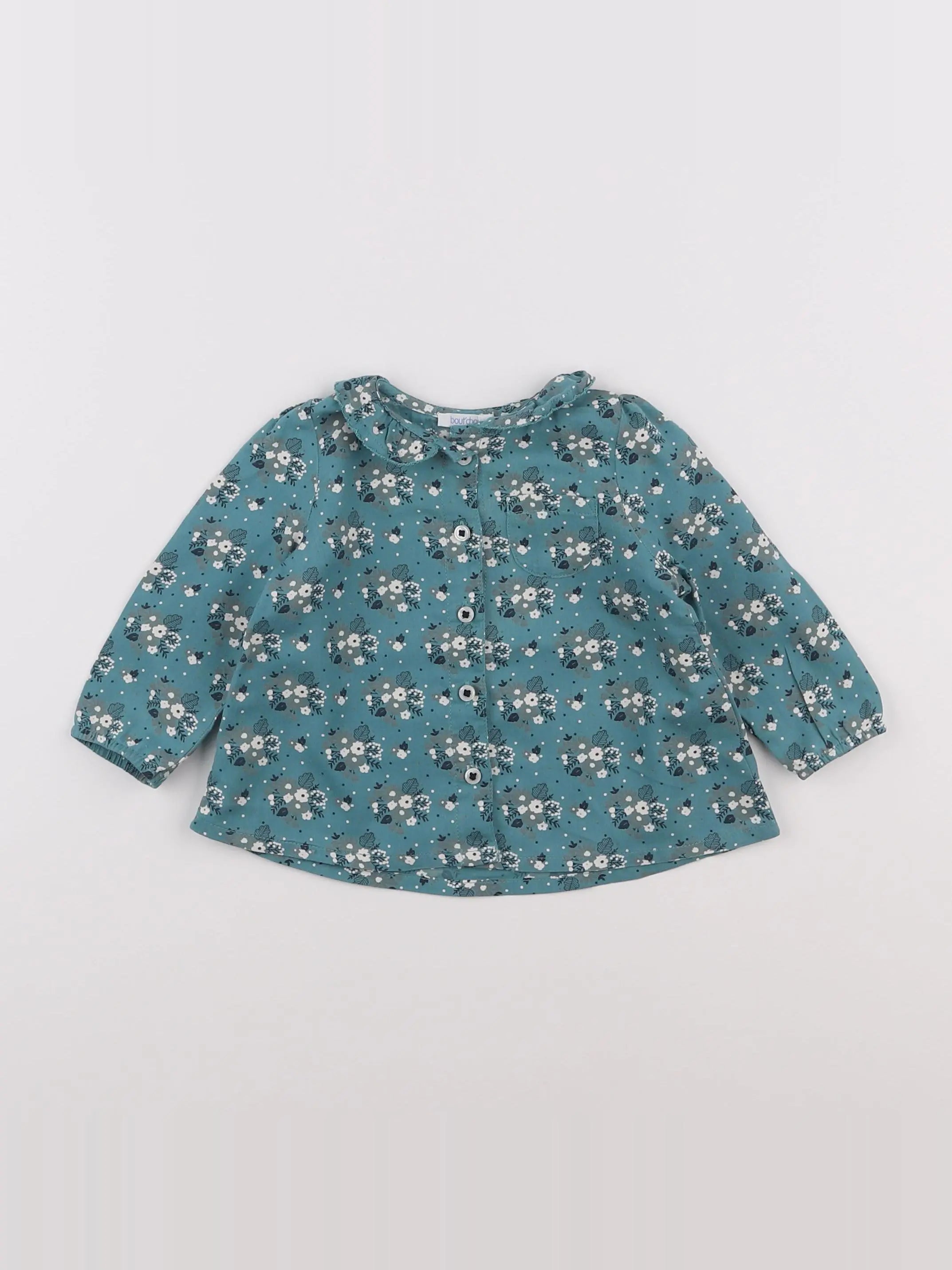 Boutchou - blouse vert, blanc - 6 mois