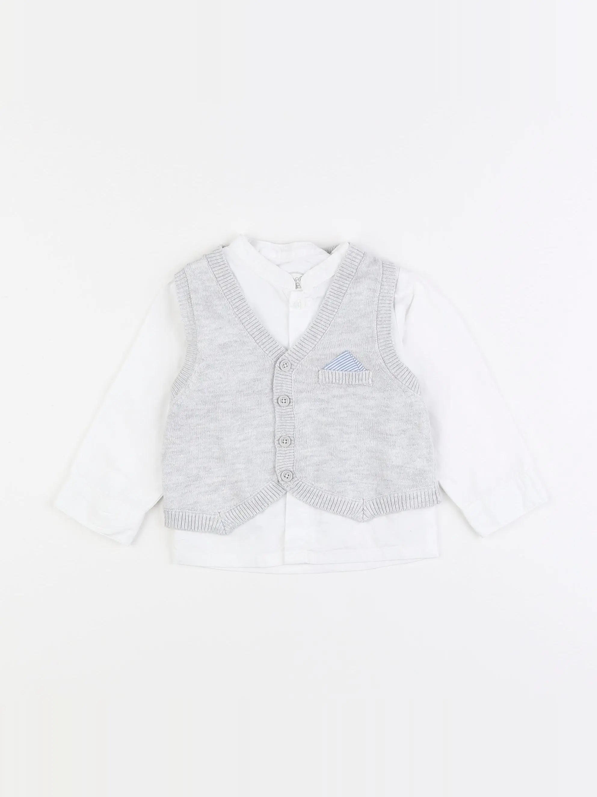 Tape à l'oeil - chemise blanc, gris - 3 mois