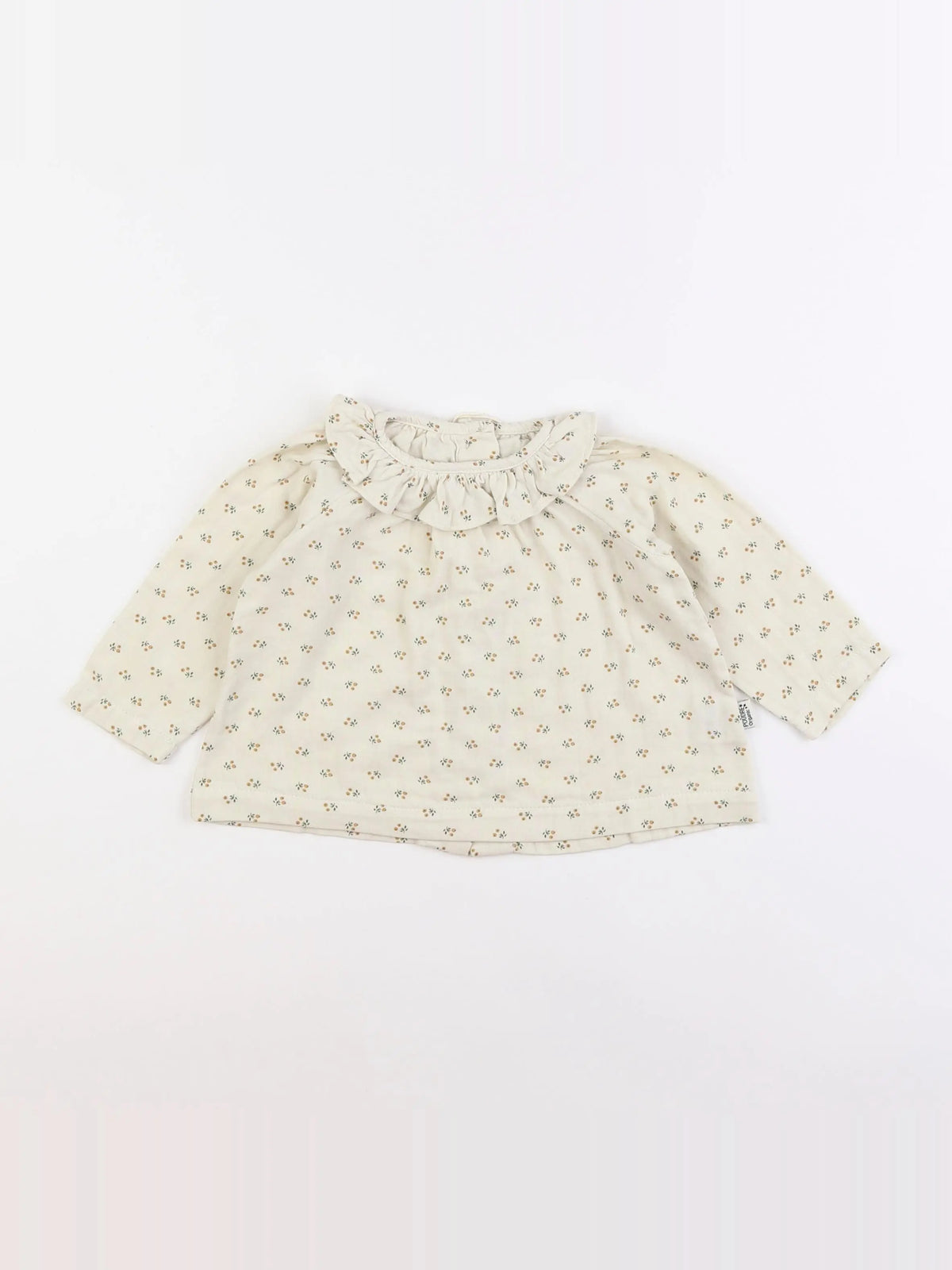 Blouse beige fleurs orange