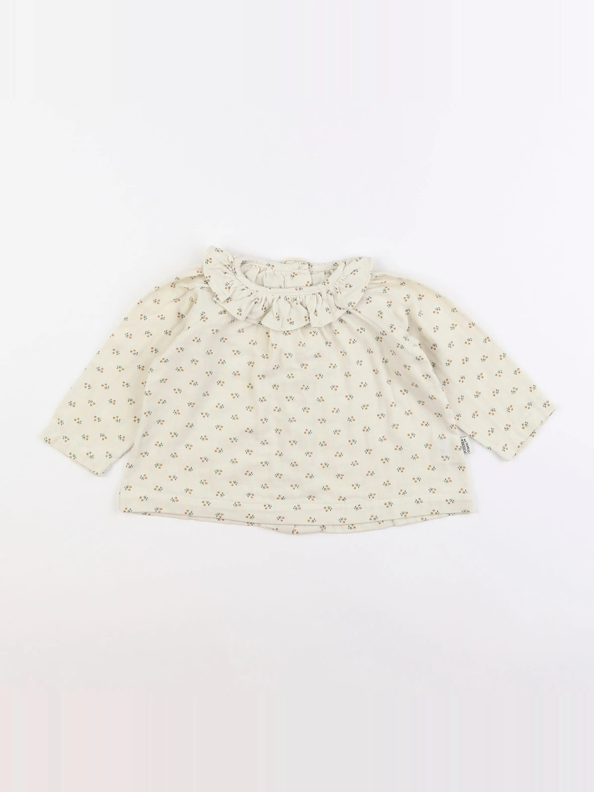 Blouse beige fleurs orange