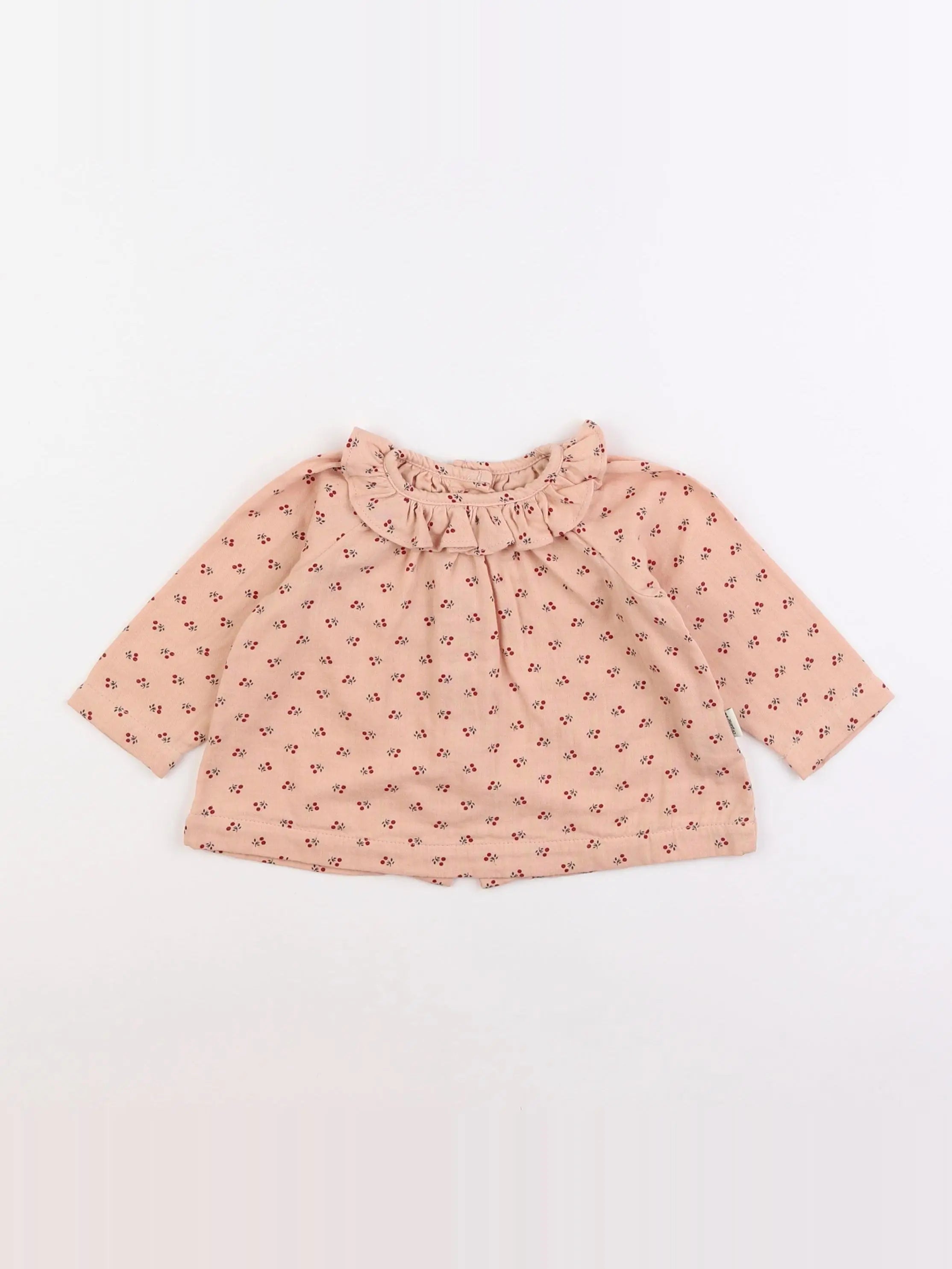 Blouse rose fleurs rouge