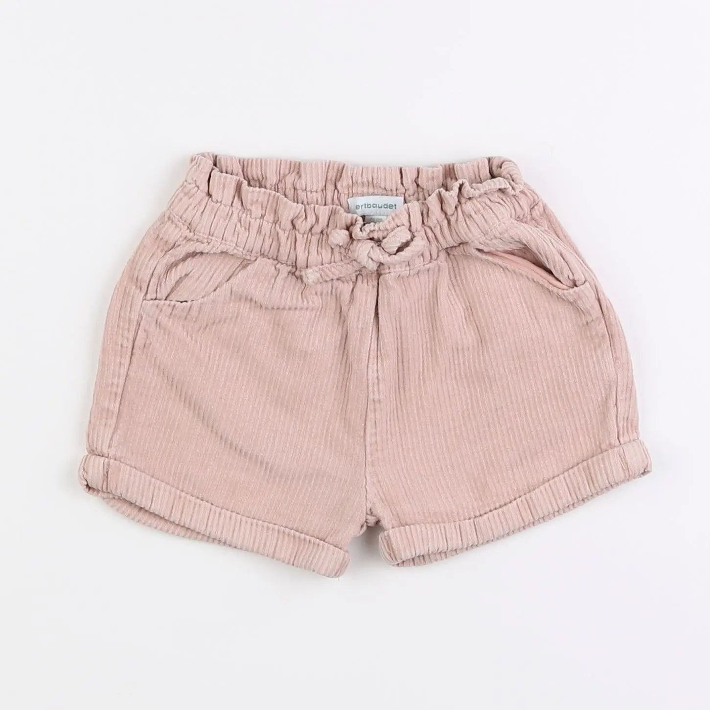 Vertbaudet - short blanc, rose - 12 mois