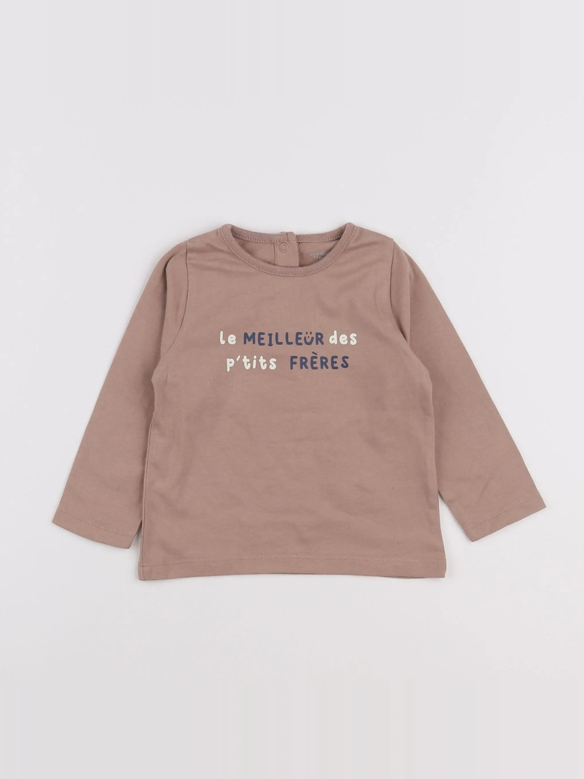 Vertbaudet - tee-shirt marron - 12 mois