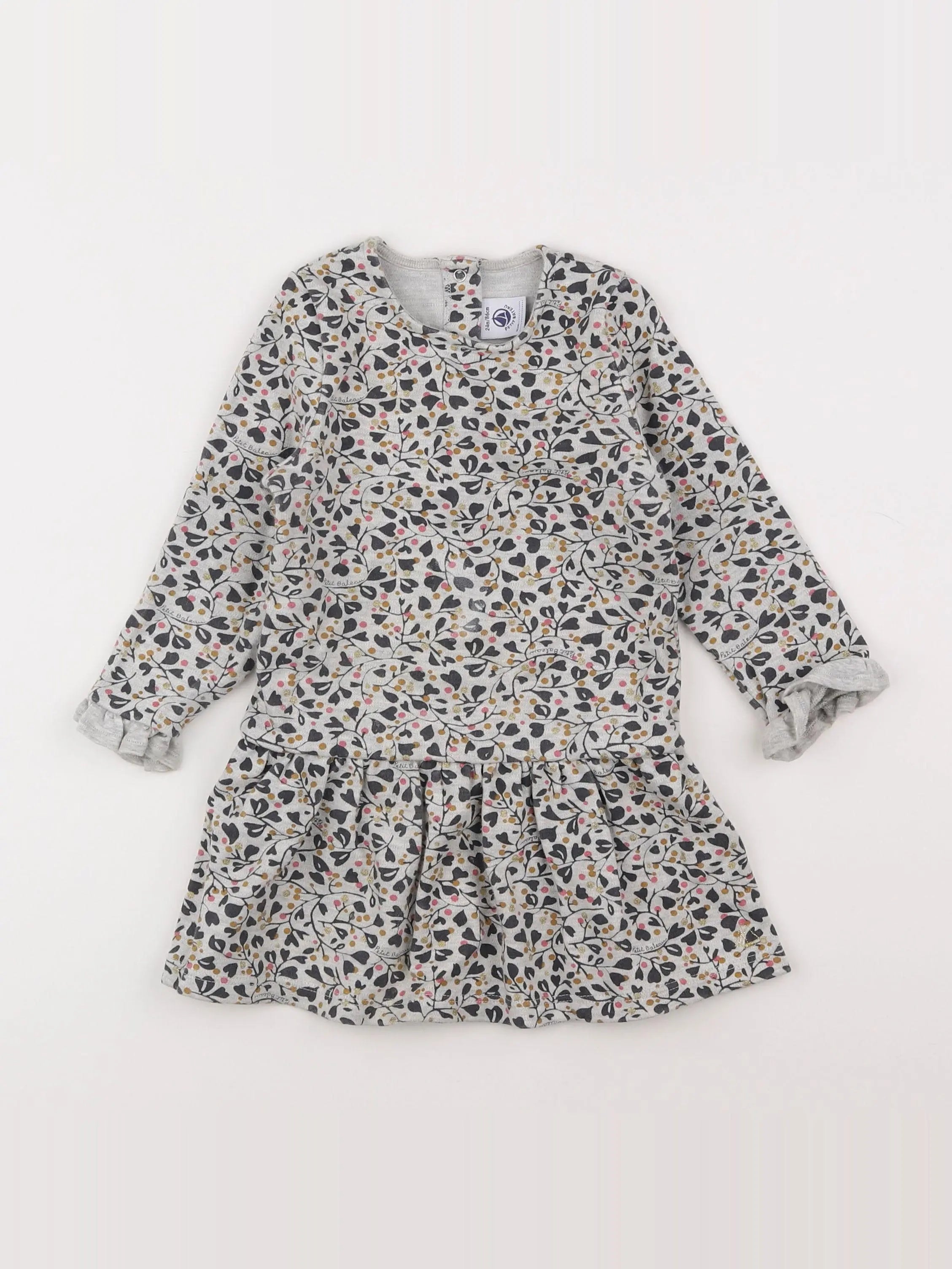 Petit Bateau - robe gris - 2 ans