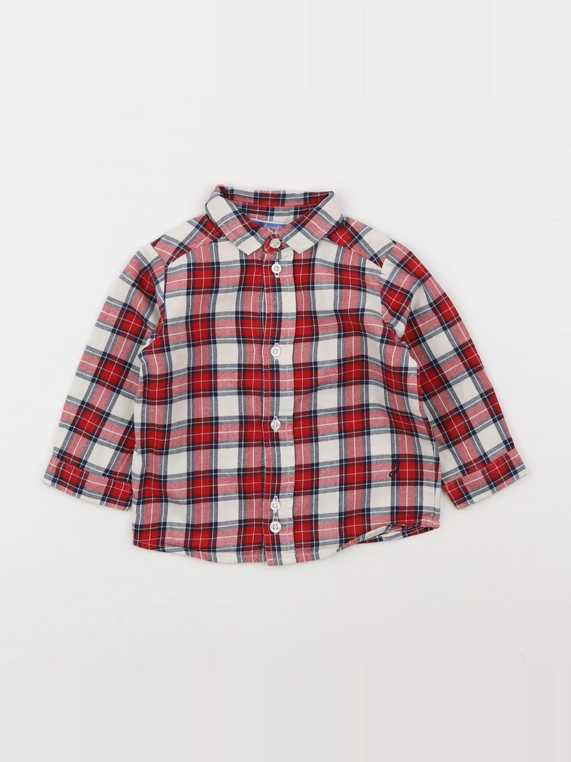 Jacadi - chemise blanc, rouge - 12 mois