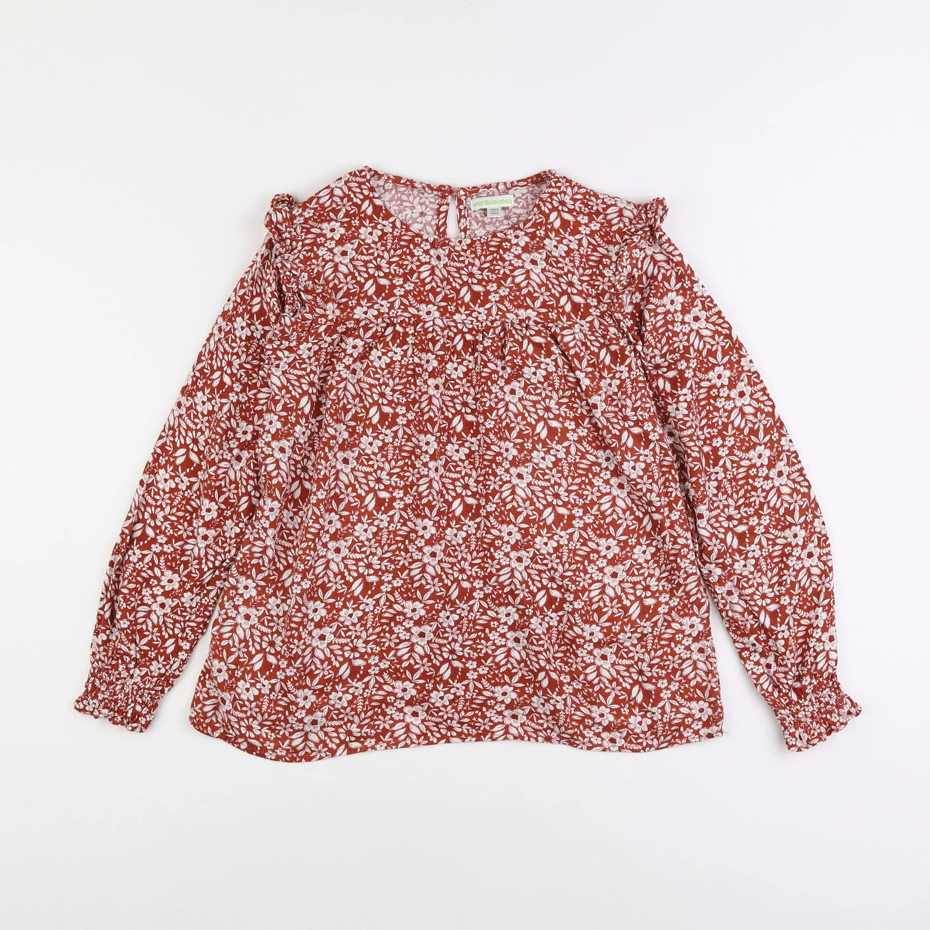 Vertbaudet - blouse velours marron - 10 ans