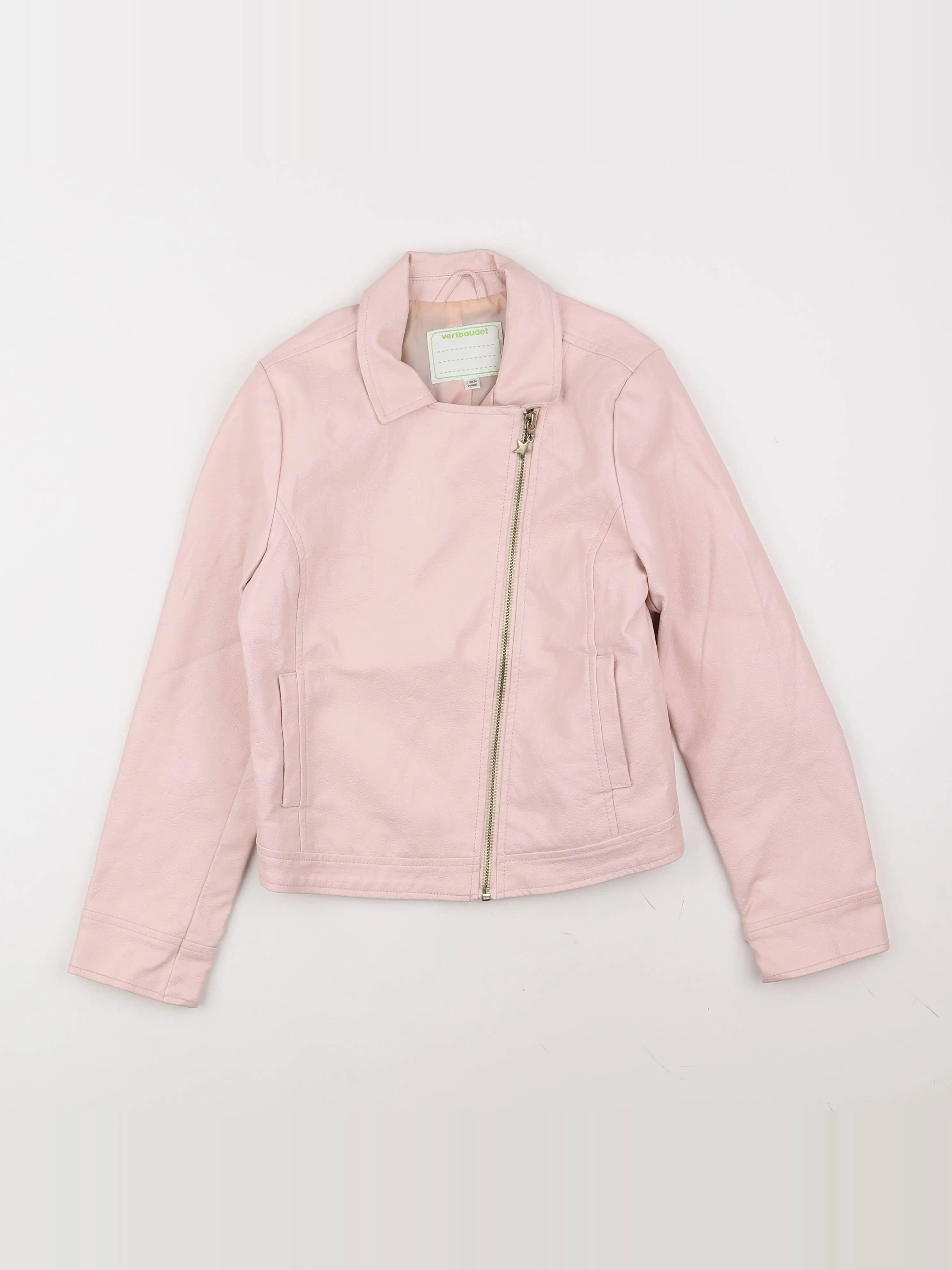 Vertbaudet - veste simili cuir rose - 10 ans