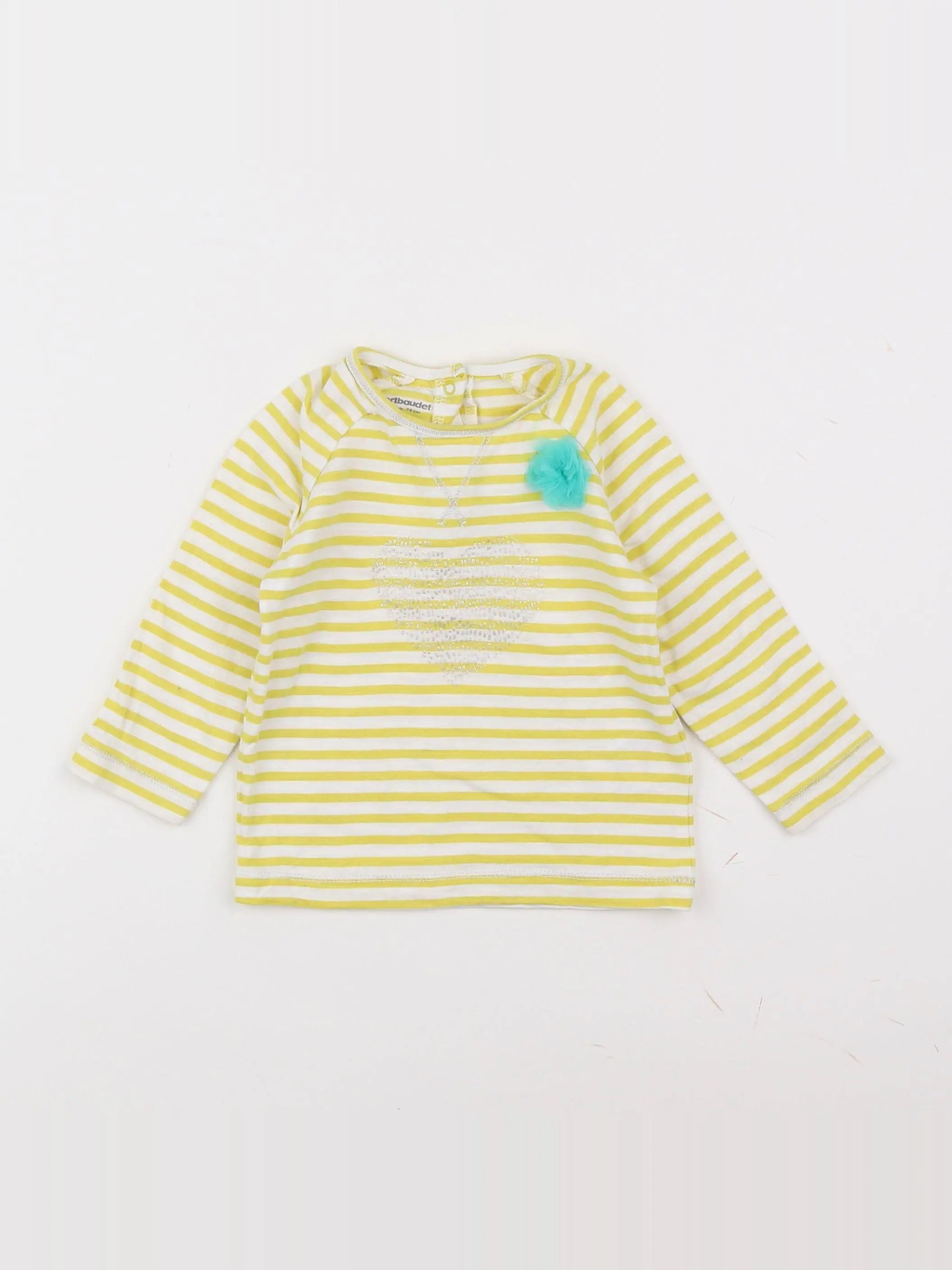 Vertbaudet - tee-shirt jaune - 12 mois
