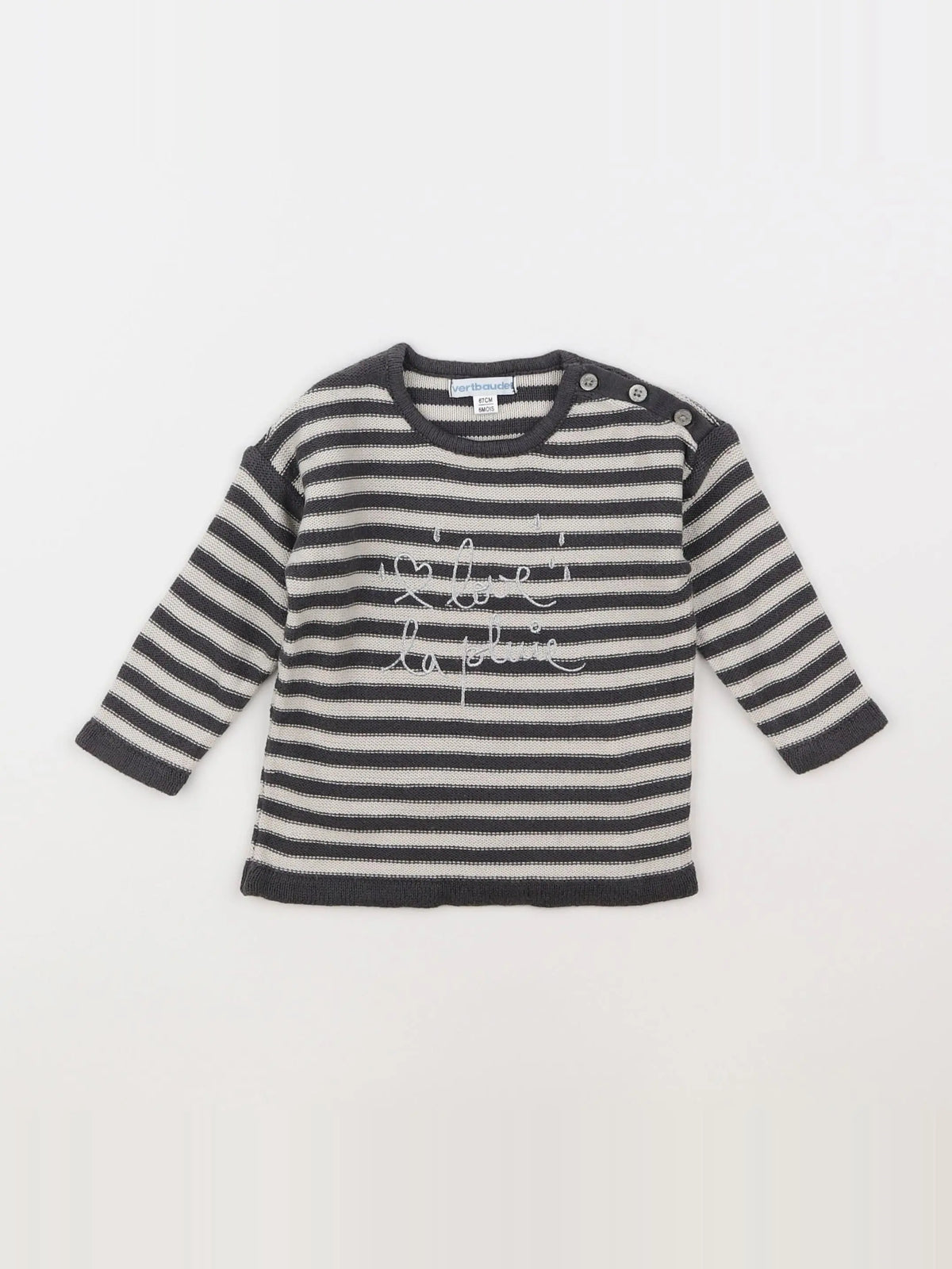 Vertbaudet - pull gris, argent - 6 mois