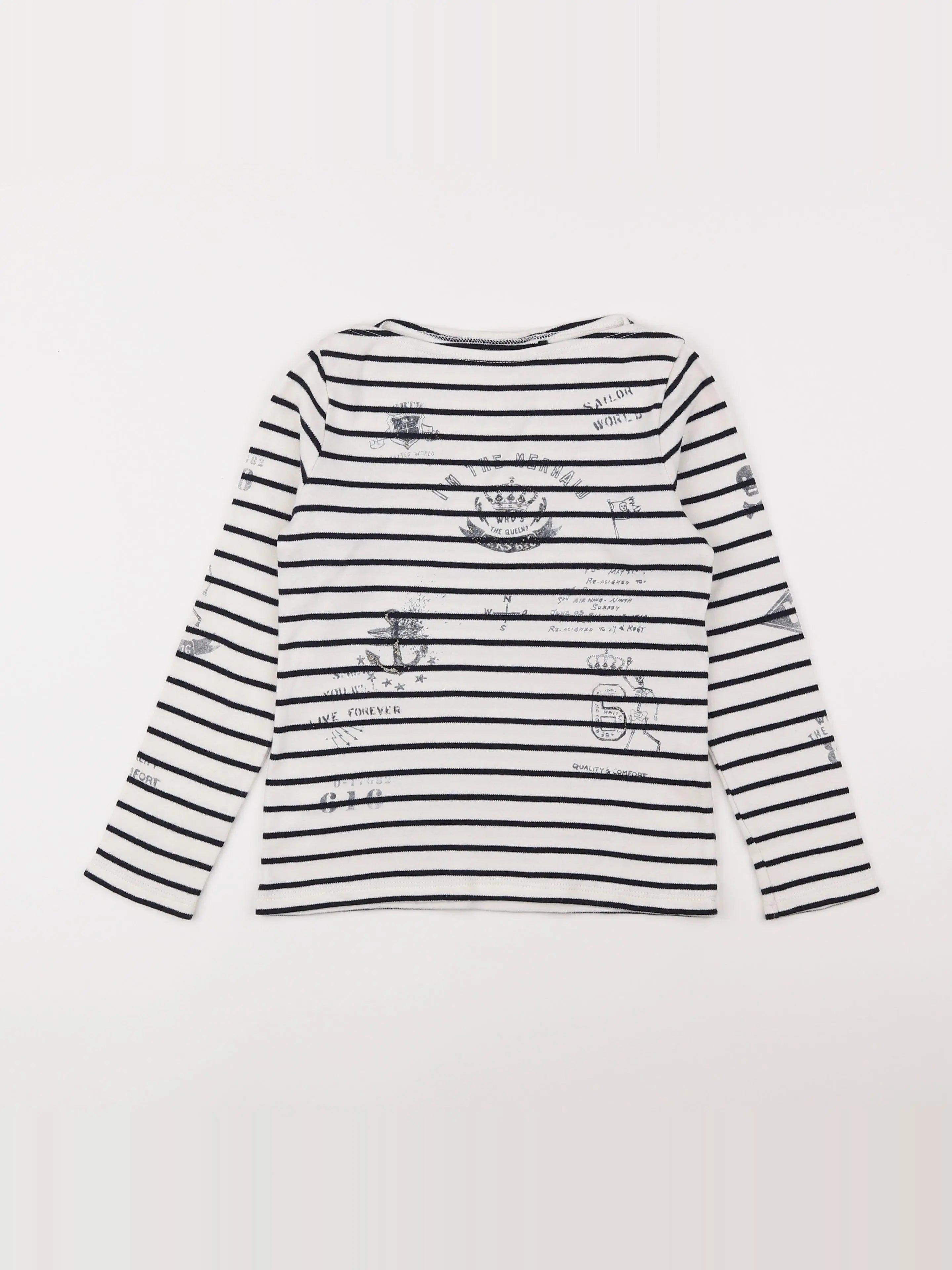 IKKS - tee-shirt blanc, bleu - 8 ans