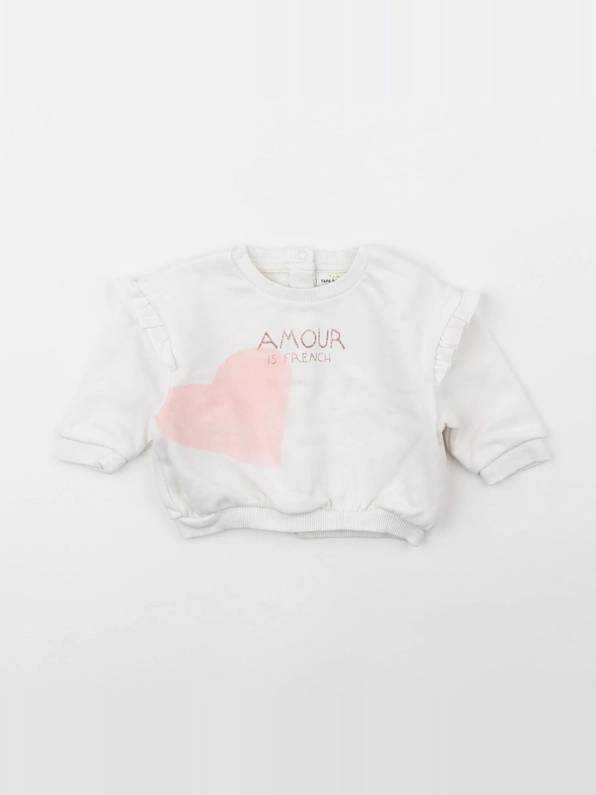 Tape à l'oeil - sweat blanc, rose - 3 mois