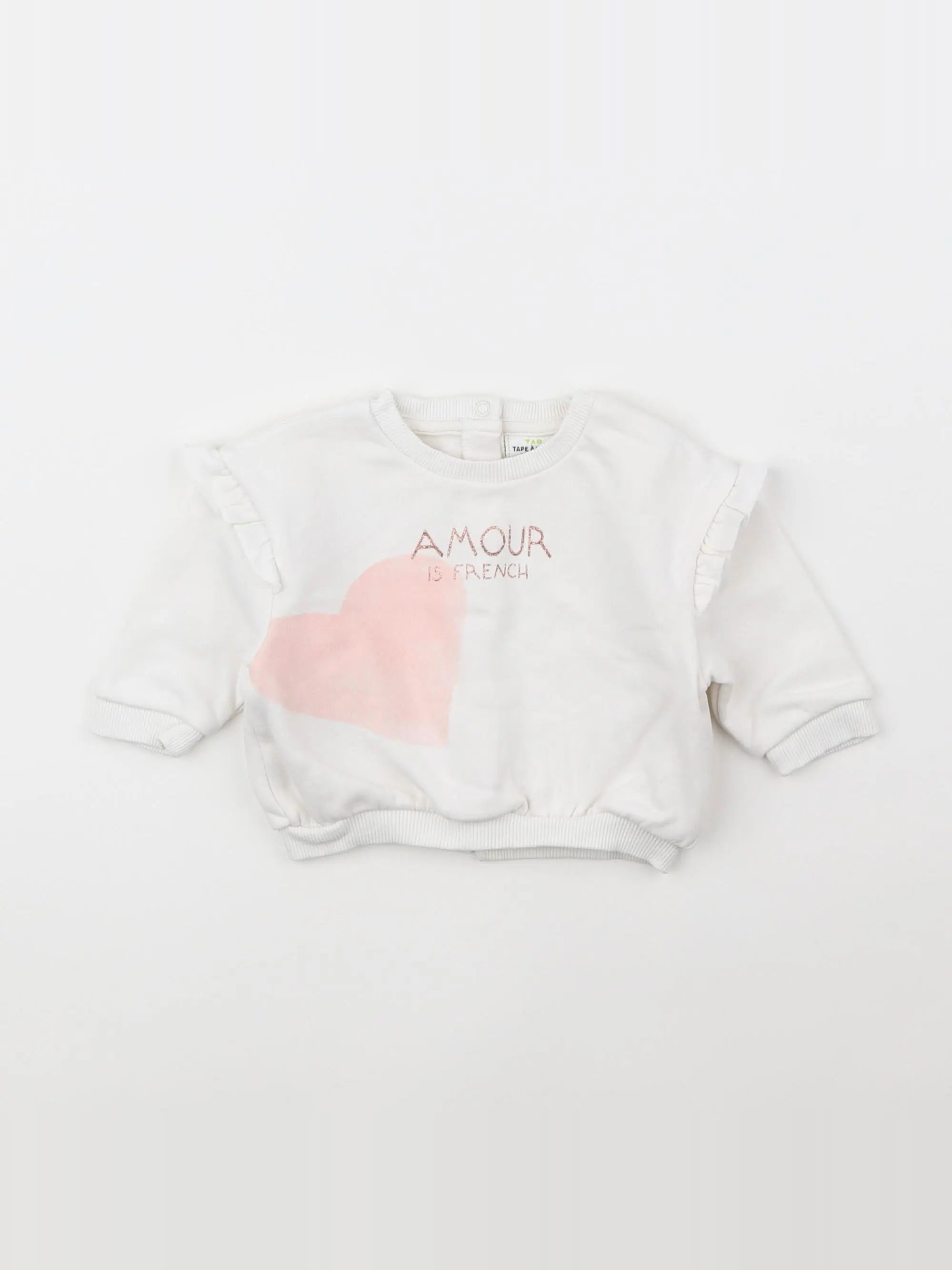 Tape à l'oeil - sweat blanc, rose - 3 mois
