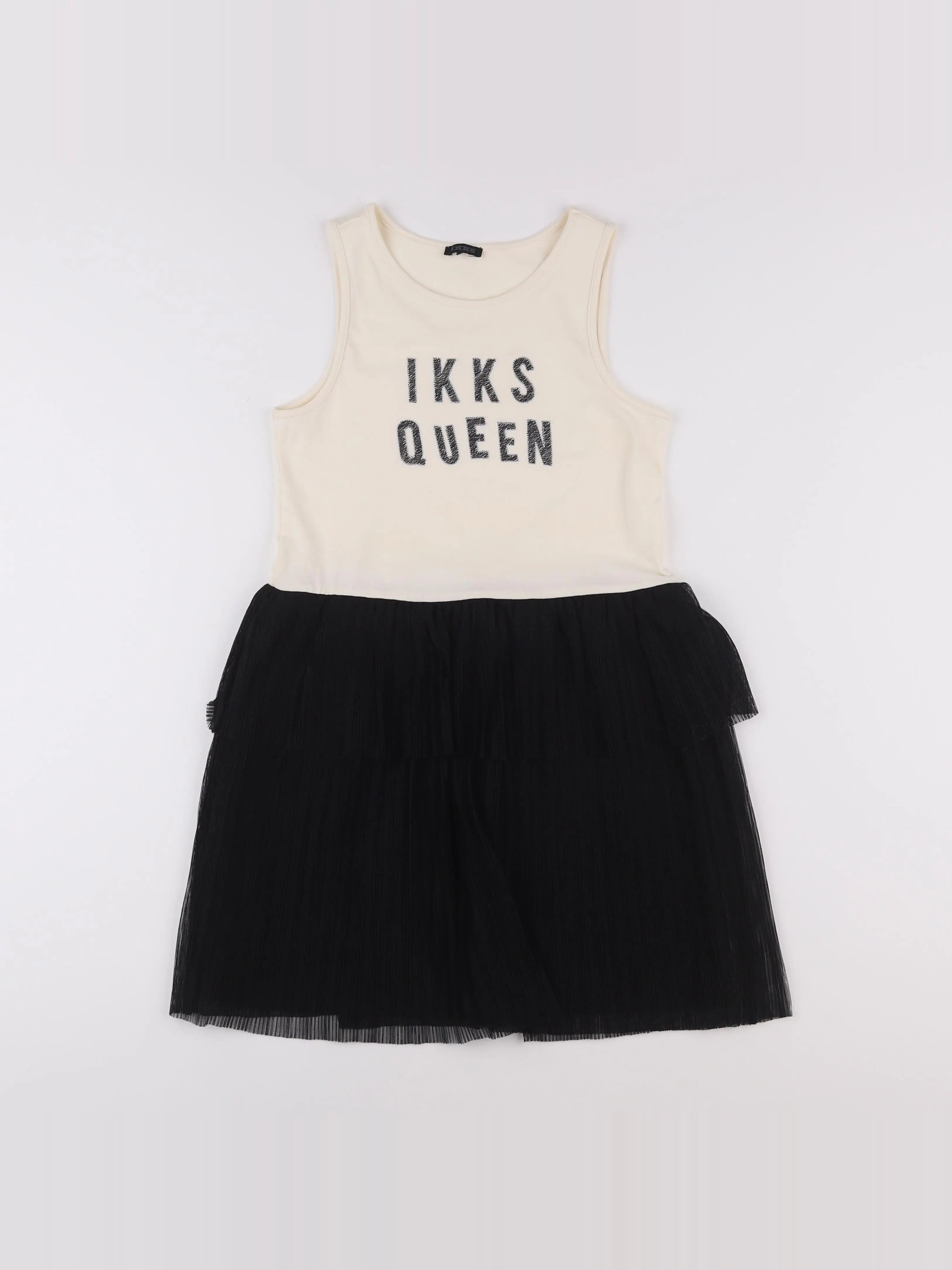 IKKS - robe beige, noir - 8 ans