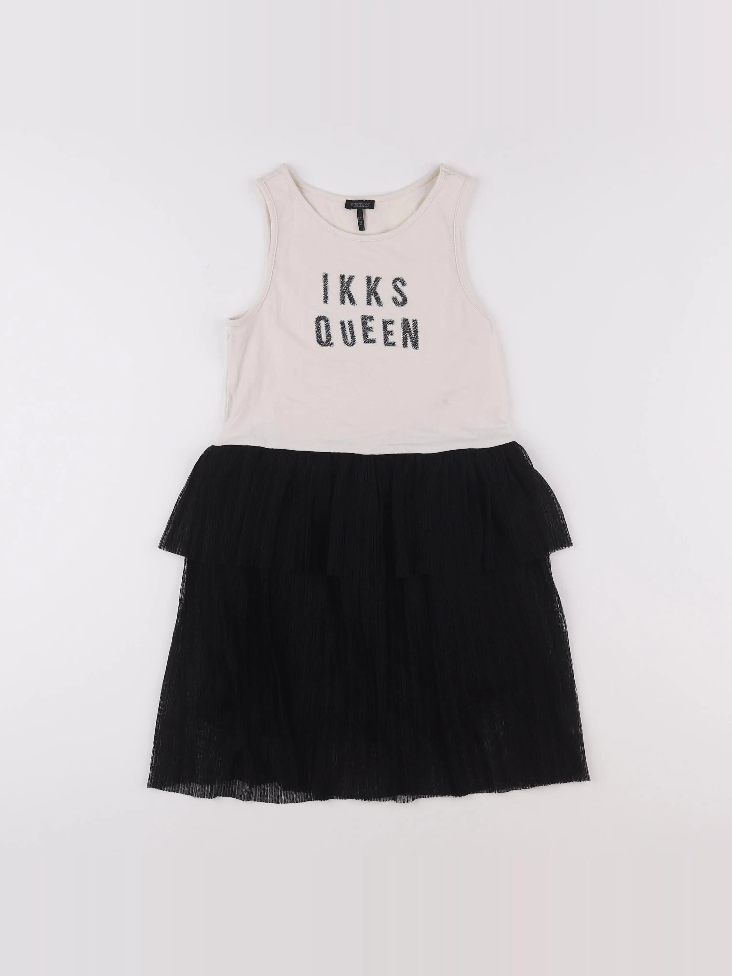 IKKS - robe beige, noir - 8 ans
