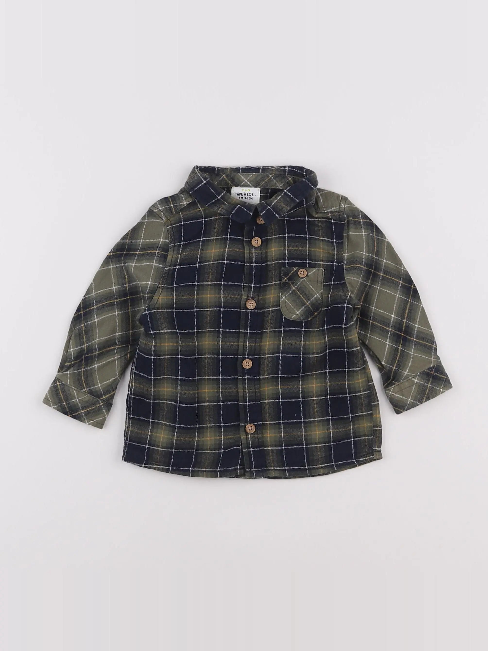 Tape à l'oeil - chemise vert, bleu - 6 mois