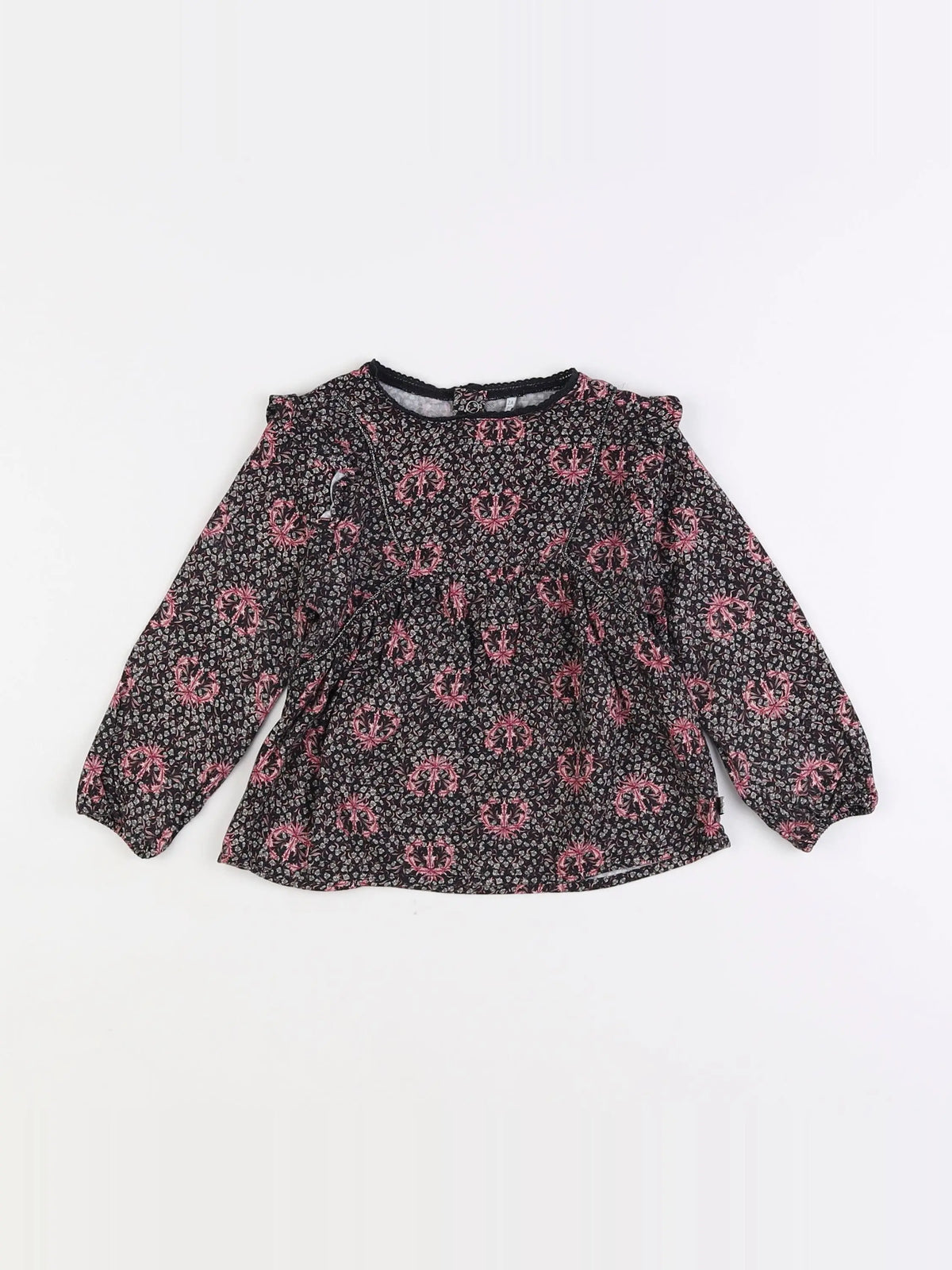 IKKS - blouse noir, rose - 2 ans