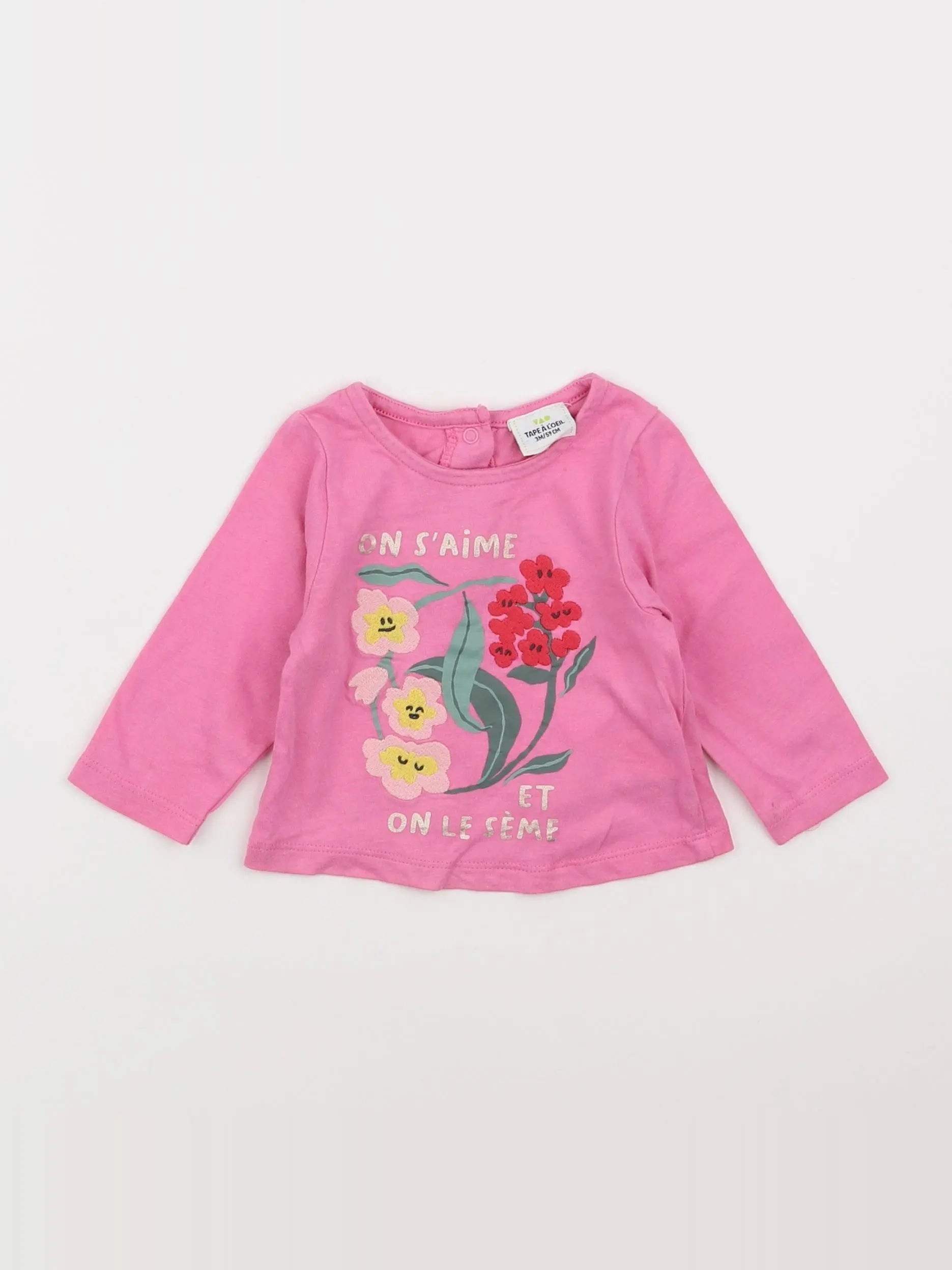 Tape à l'oeil - tee-shirt rose - 3 mois