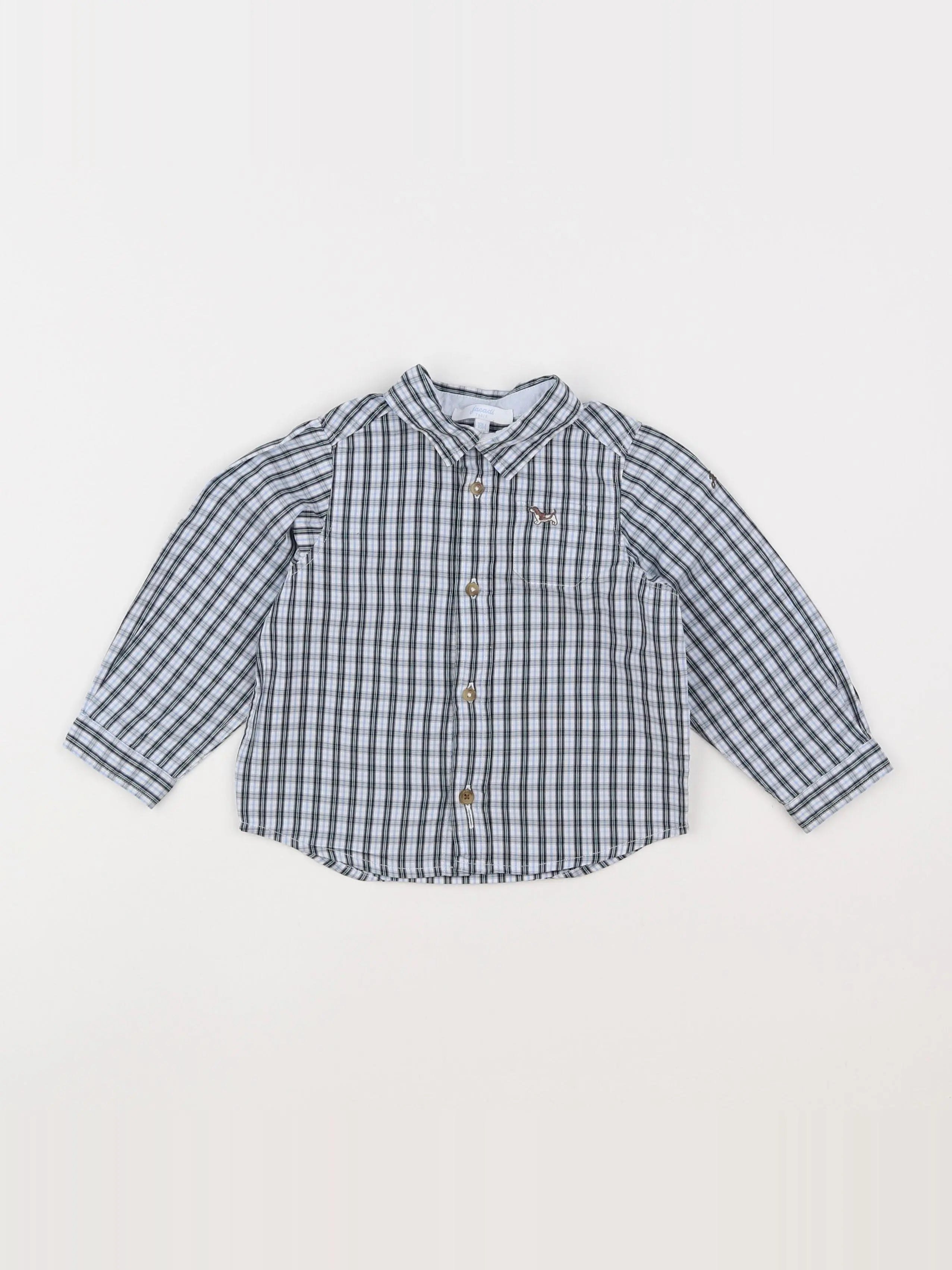 Jacadi - chemise blanc, bleu - 18 mois