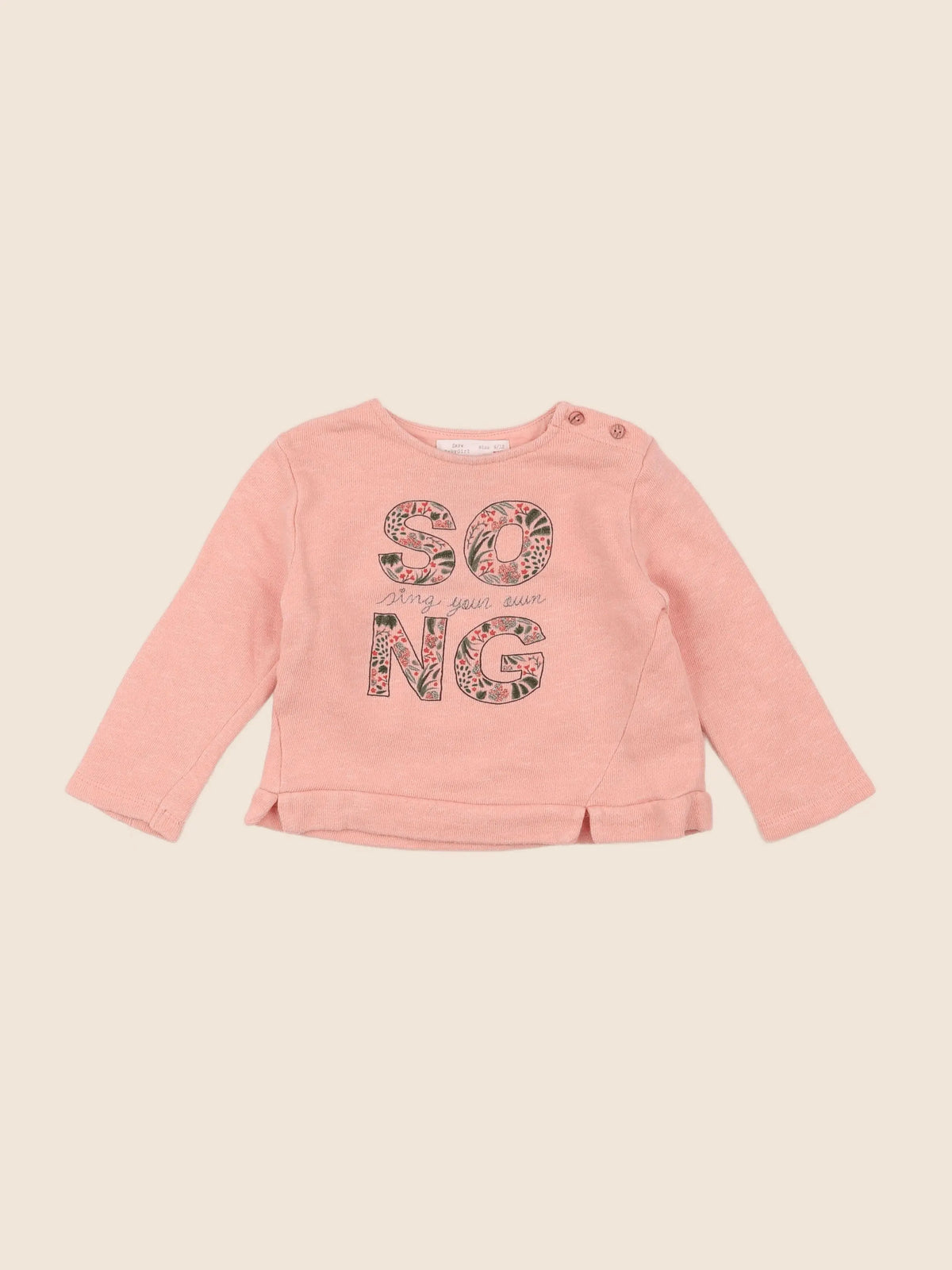 Zara - sweat rose - 9/12 mois