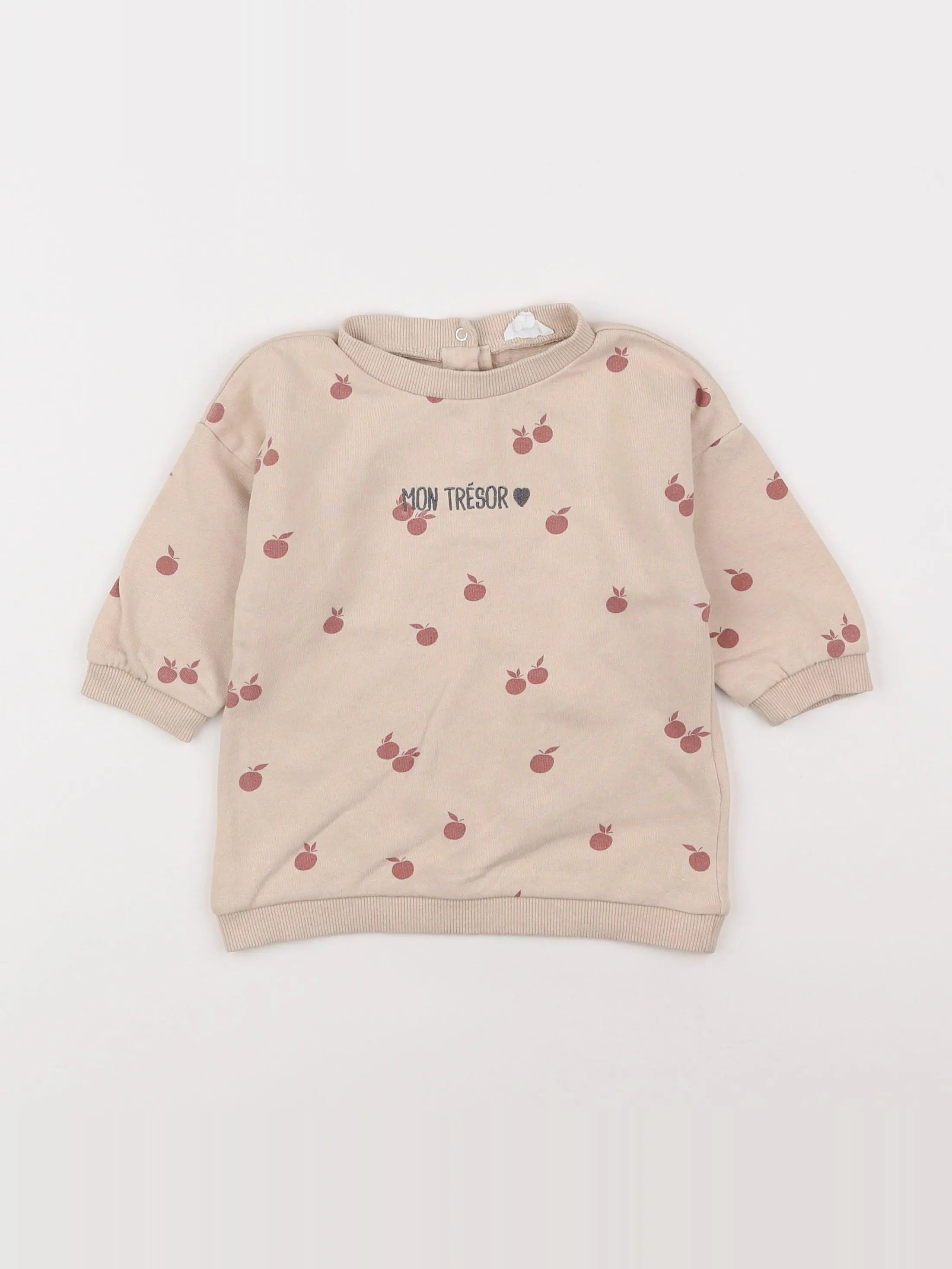 Vertbaudet - sweat beige - 12 mois