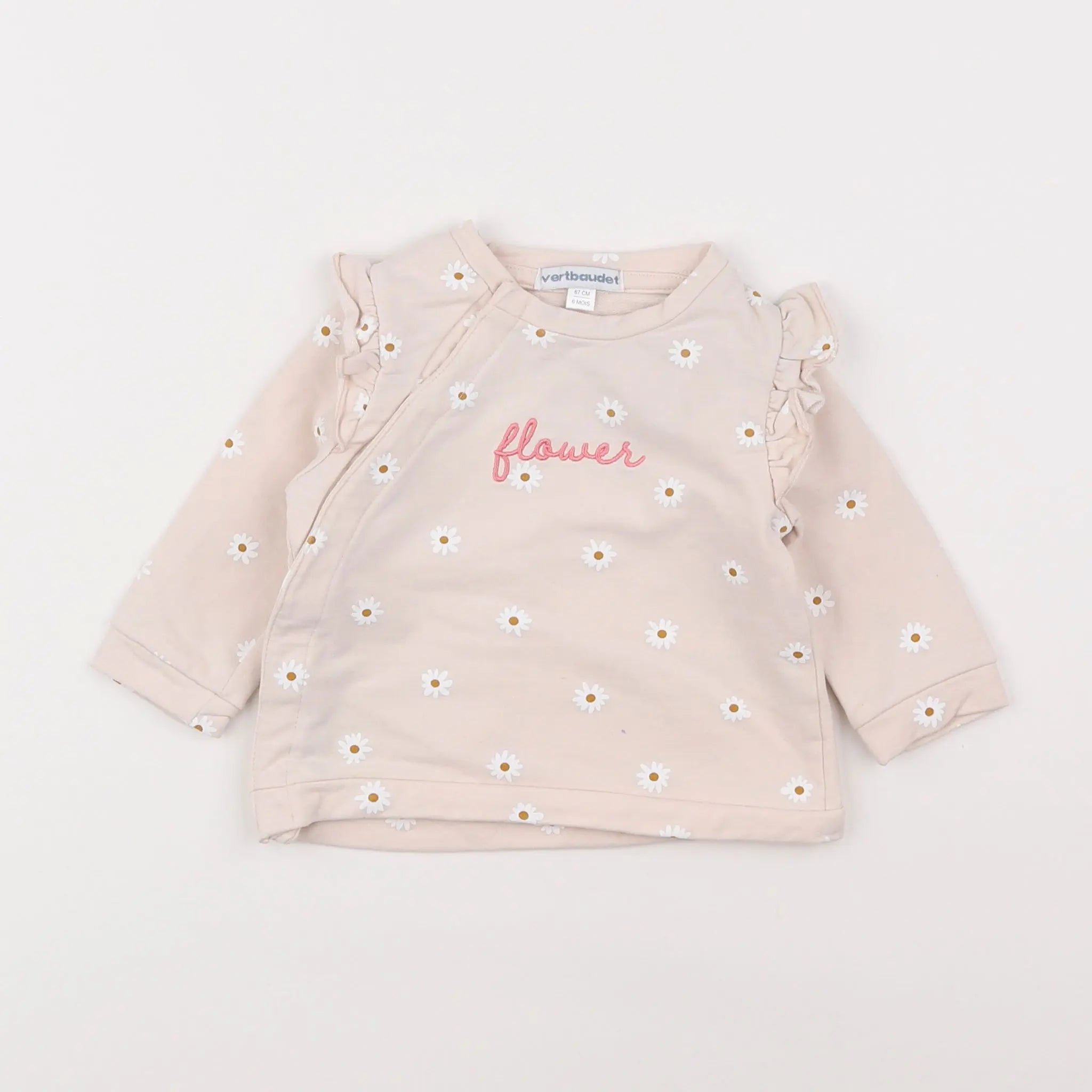 Vertbaudet - sweat rose - 6 mois