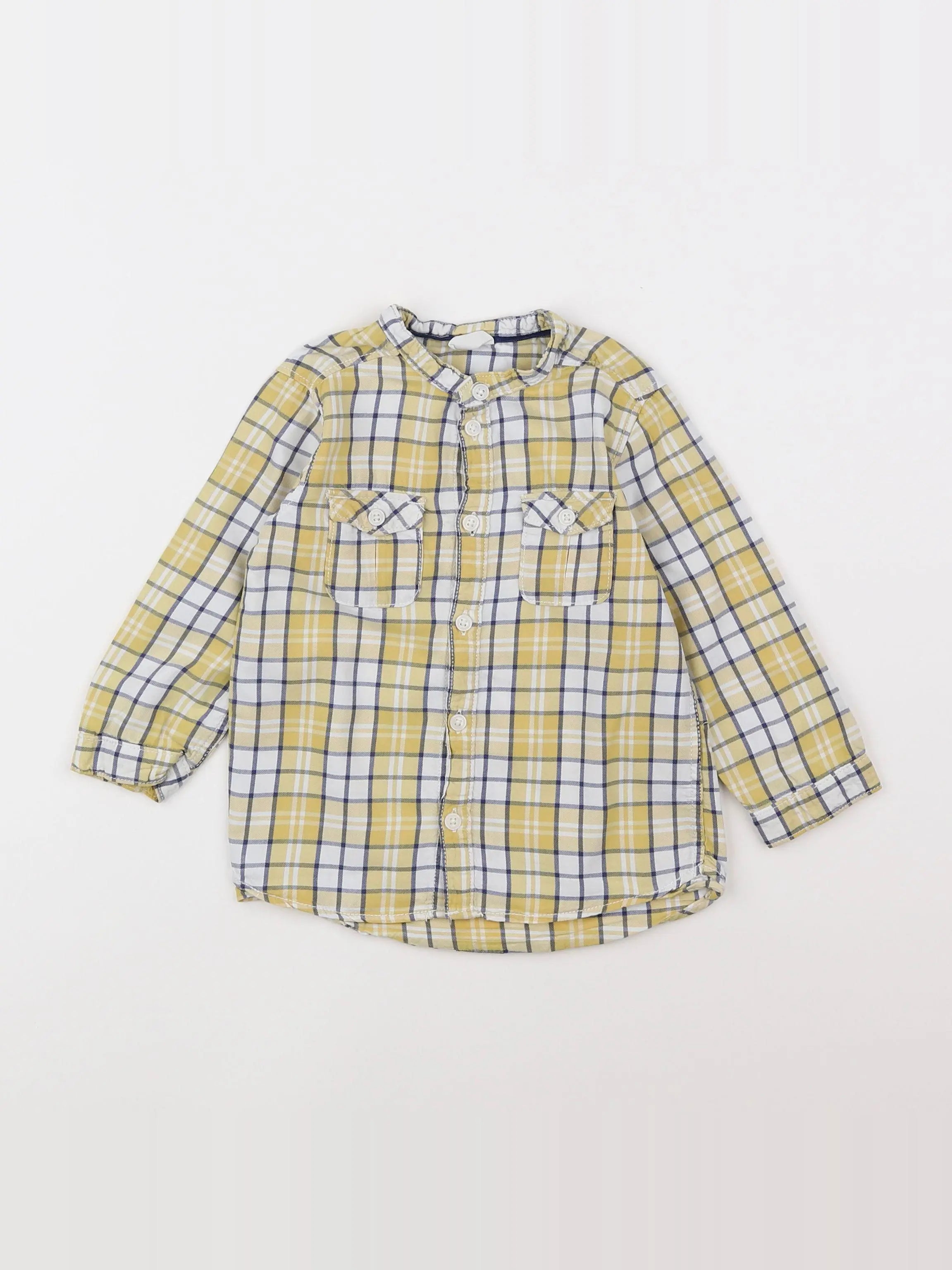 H&M - chemise jaune, bleu - 12/18 mois
