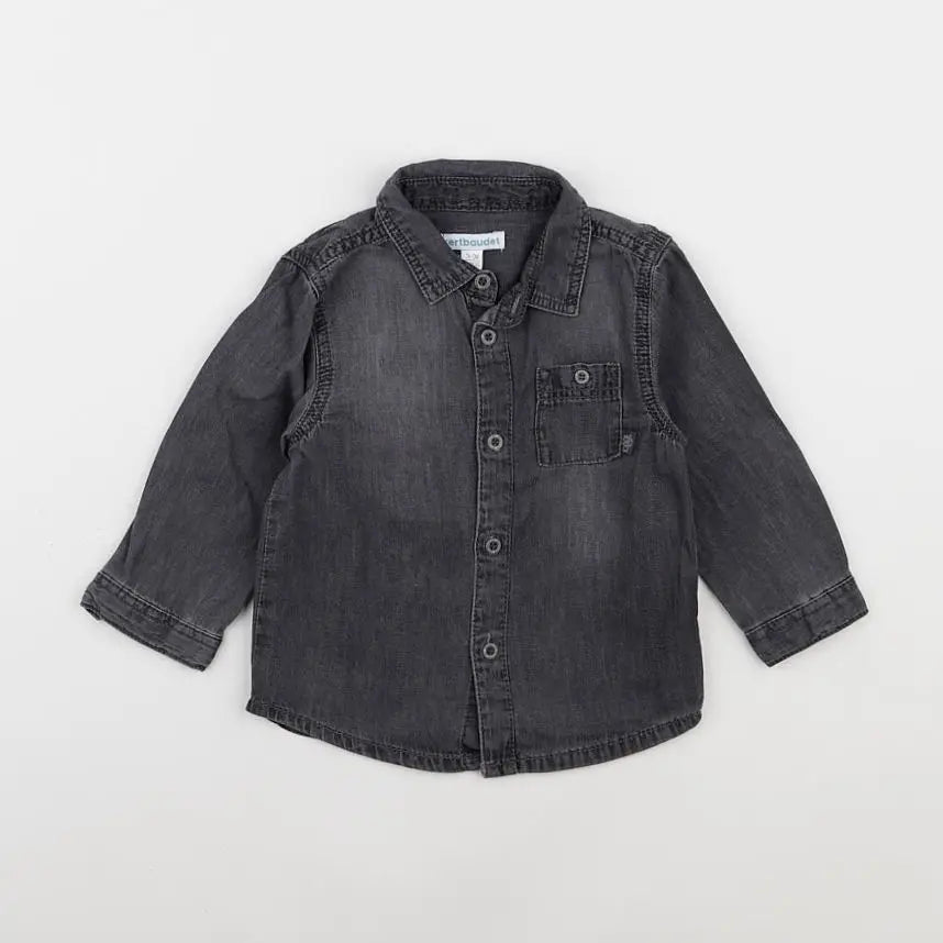 Vertbaudet - chemise gris - 12 mois