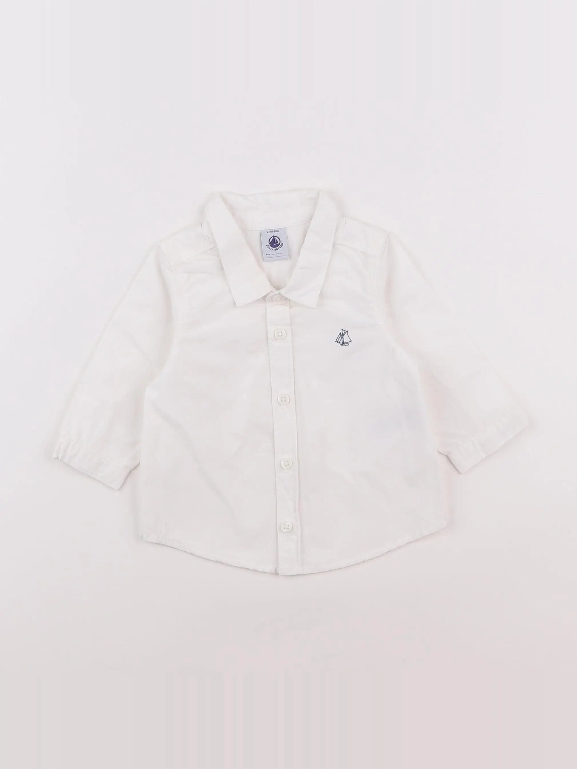 Petit Bateau - chemise blanc - 6 mois