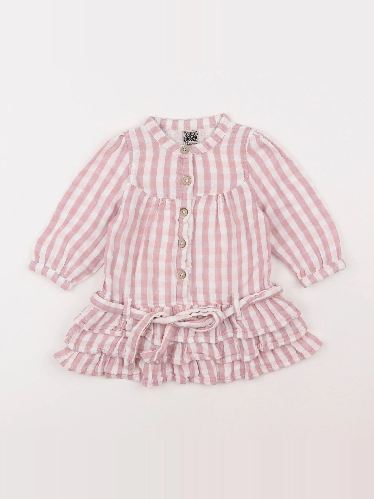 Tape à l'oeil - robe blanc, rose - 12 mois