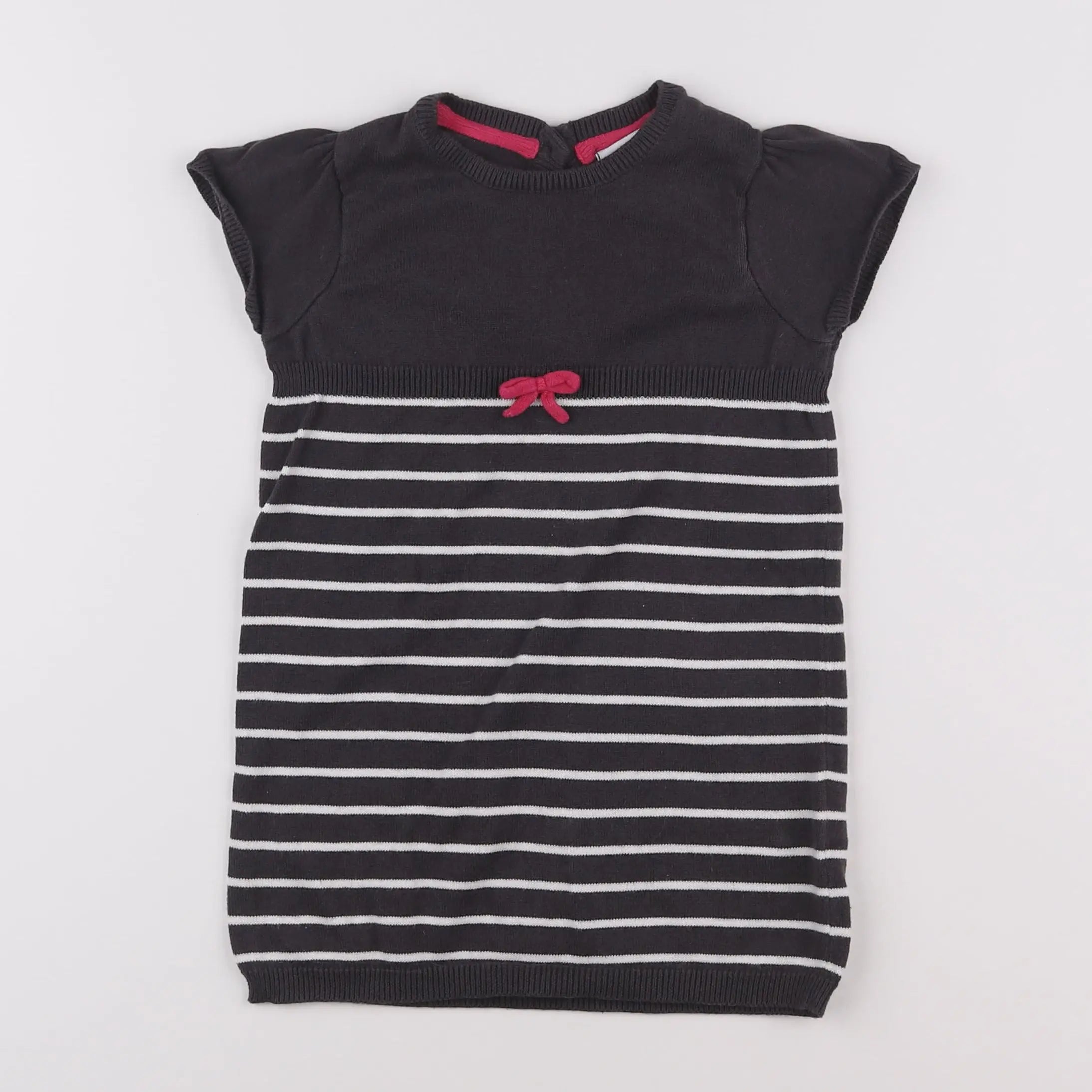 Vertbaudet - robe blanc, gris - 2 ans