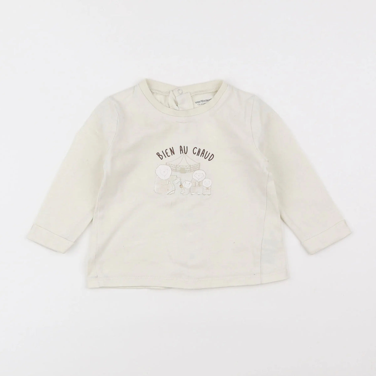 Vertbaudet - tee-shirt beige - 12 mois