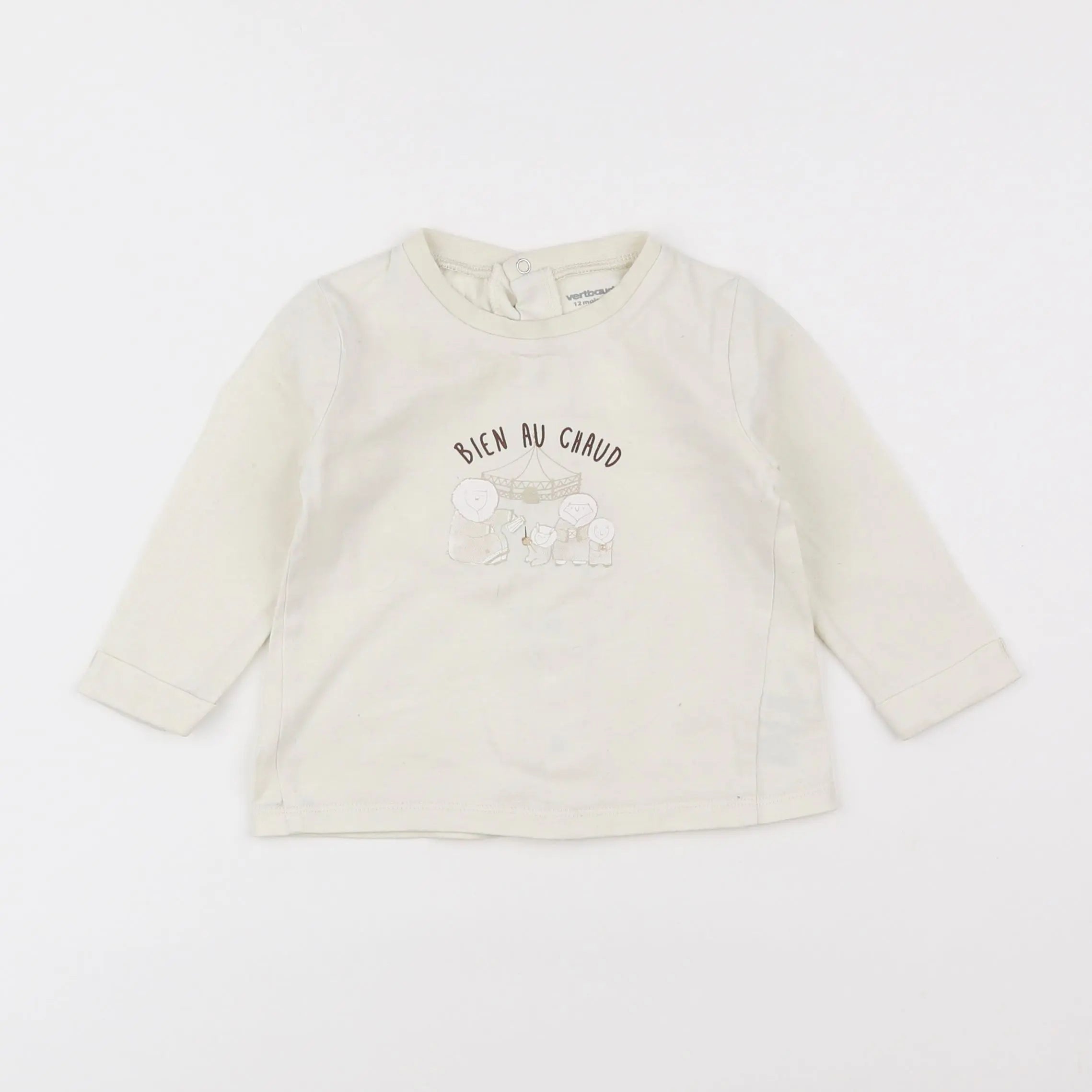 Vertbaudet - tee-shirt beige - 12 mois