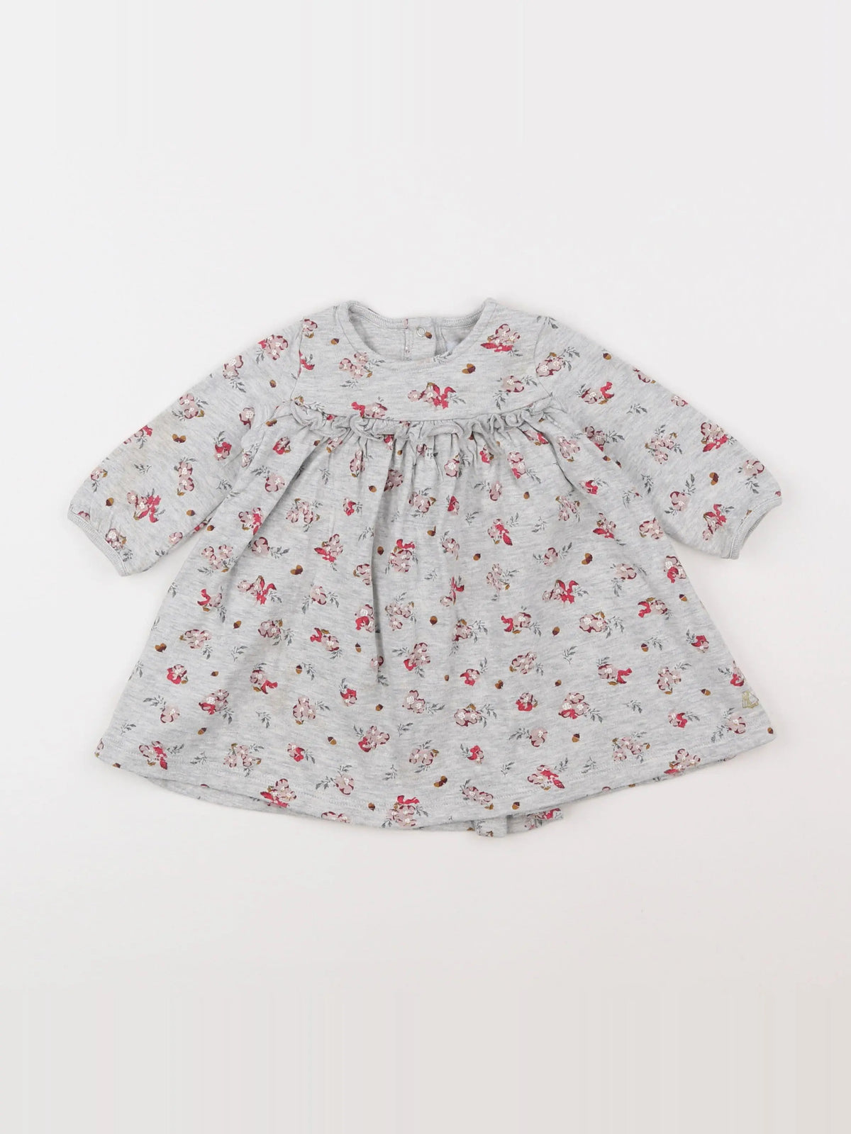 Petit Bateau - robe gris, rose - 6 mois