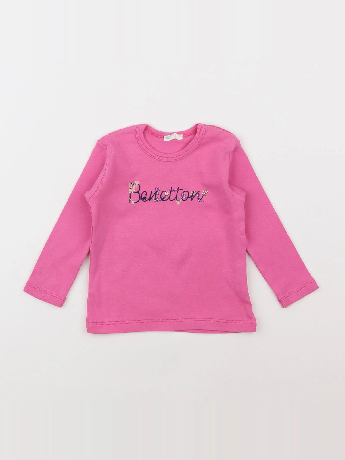 Benetton - tee-shirt rose - 6/9 mois