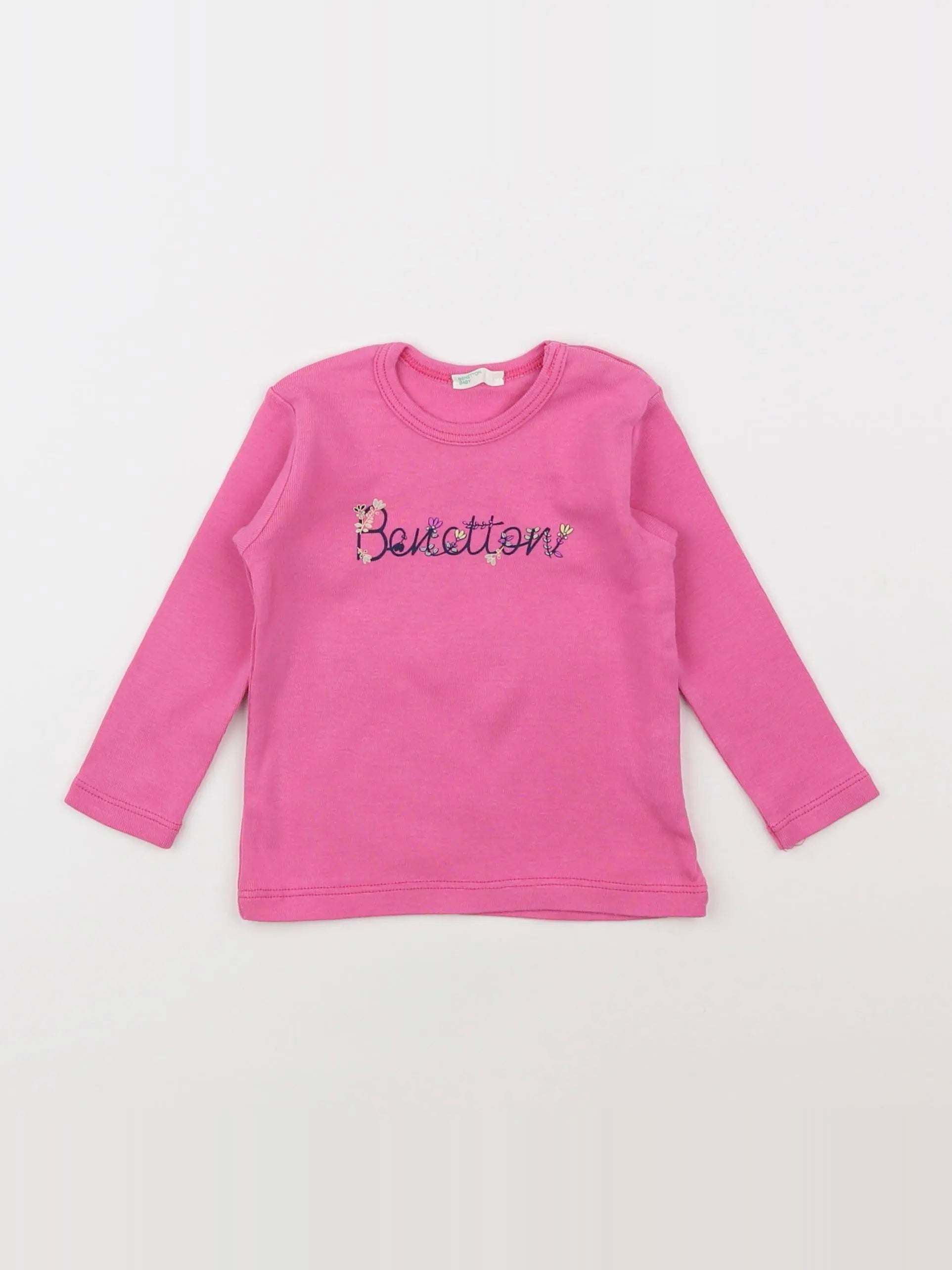 Benetton - tee-shirt rose - 6/9 mois