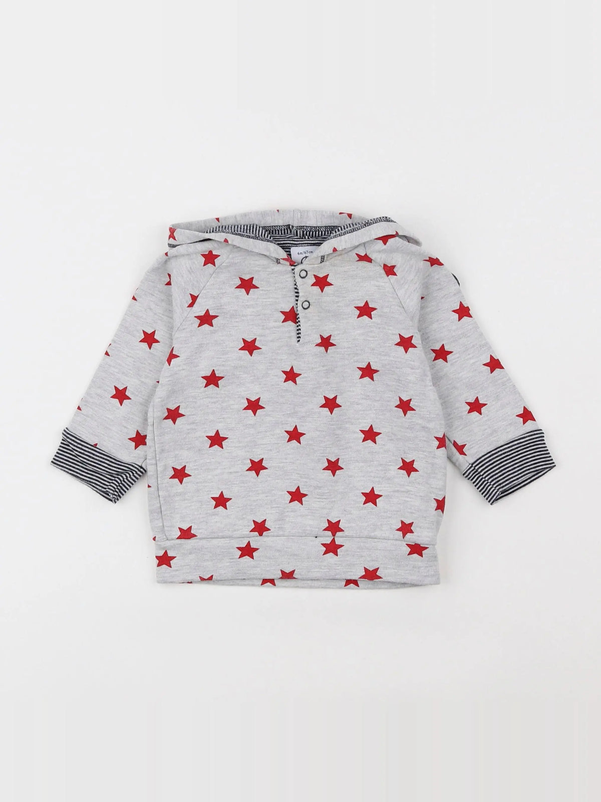 Petit Bateau - tee-shirt gris, rouge - 6 mois