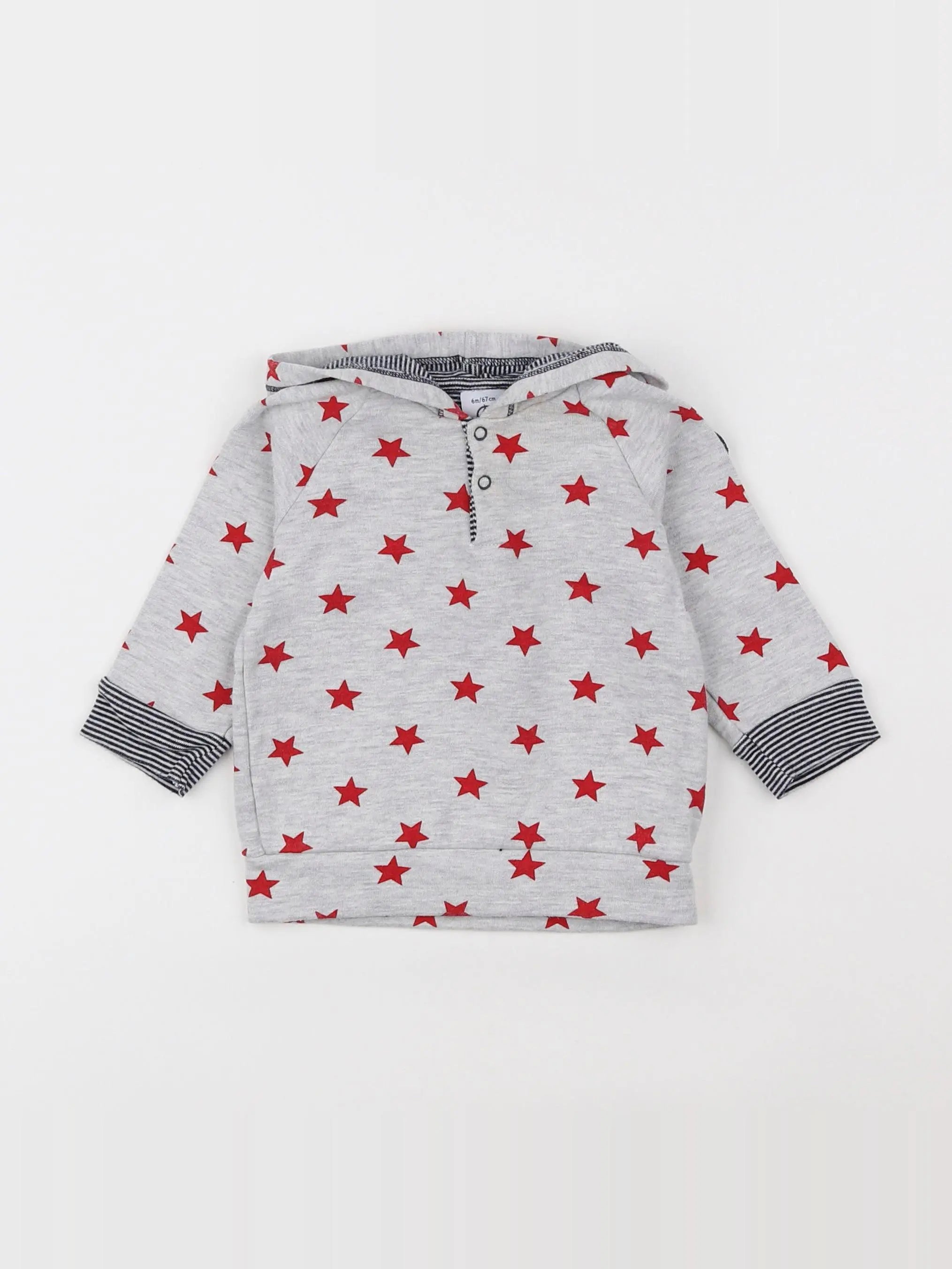 Petit Bateau - tee-shirt gris, rouge - 6 mois