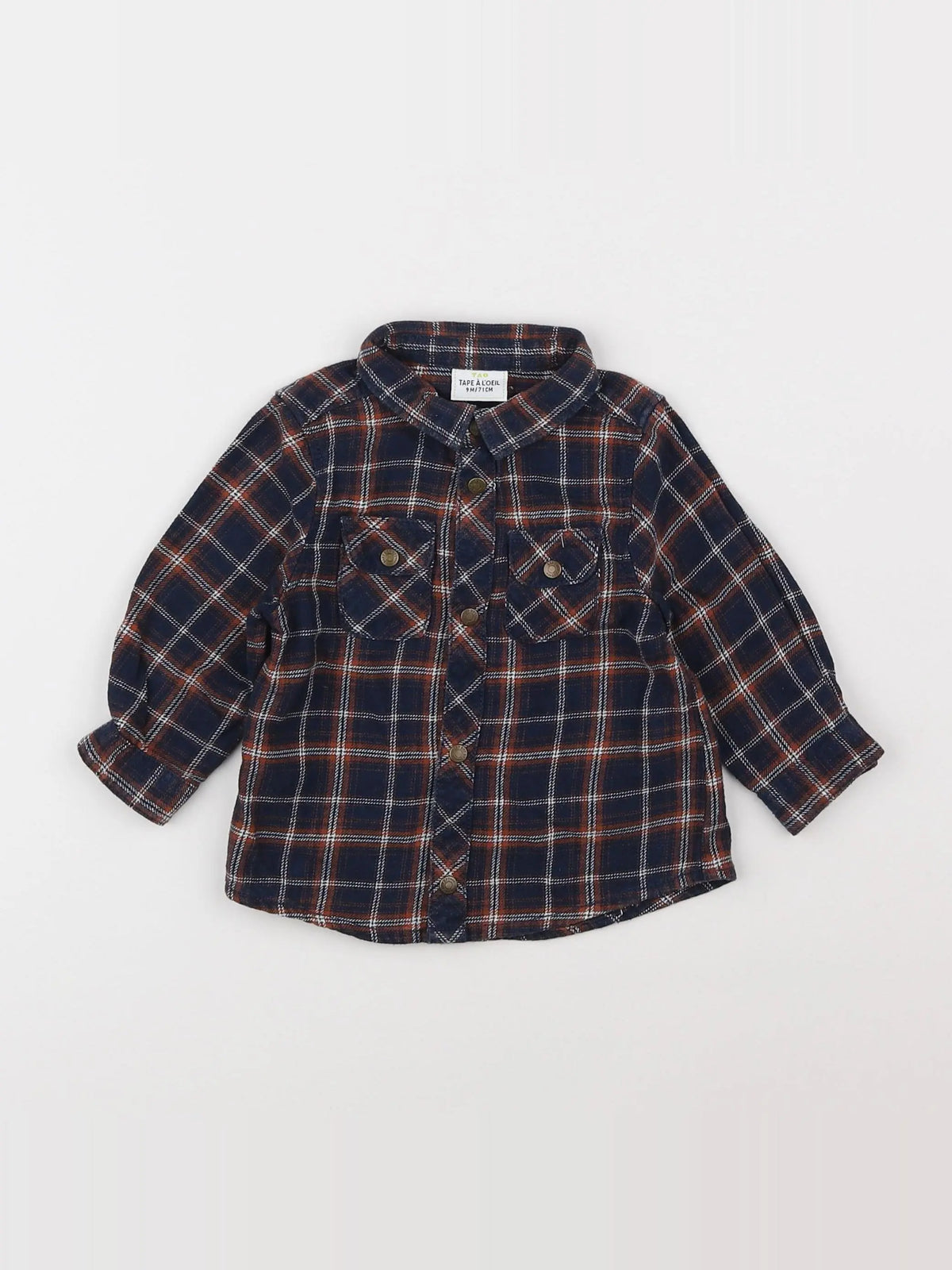Tape à l'oeil - chemise bleu, marron - 9 mois