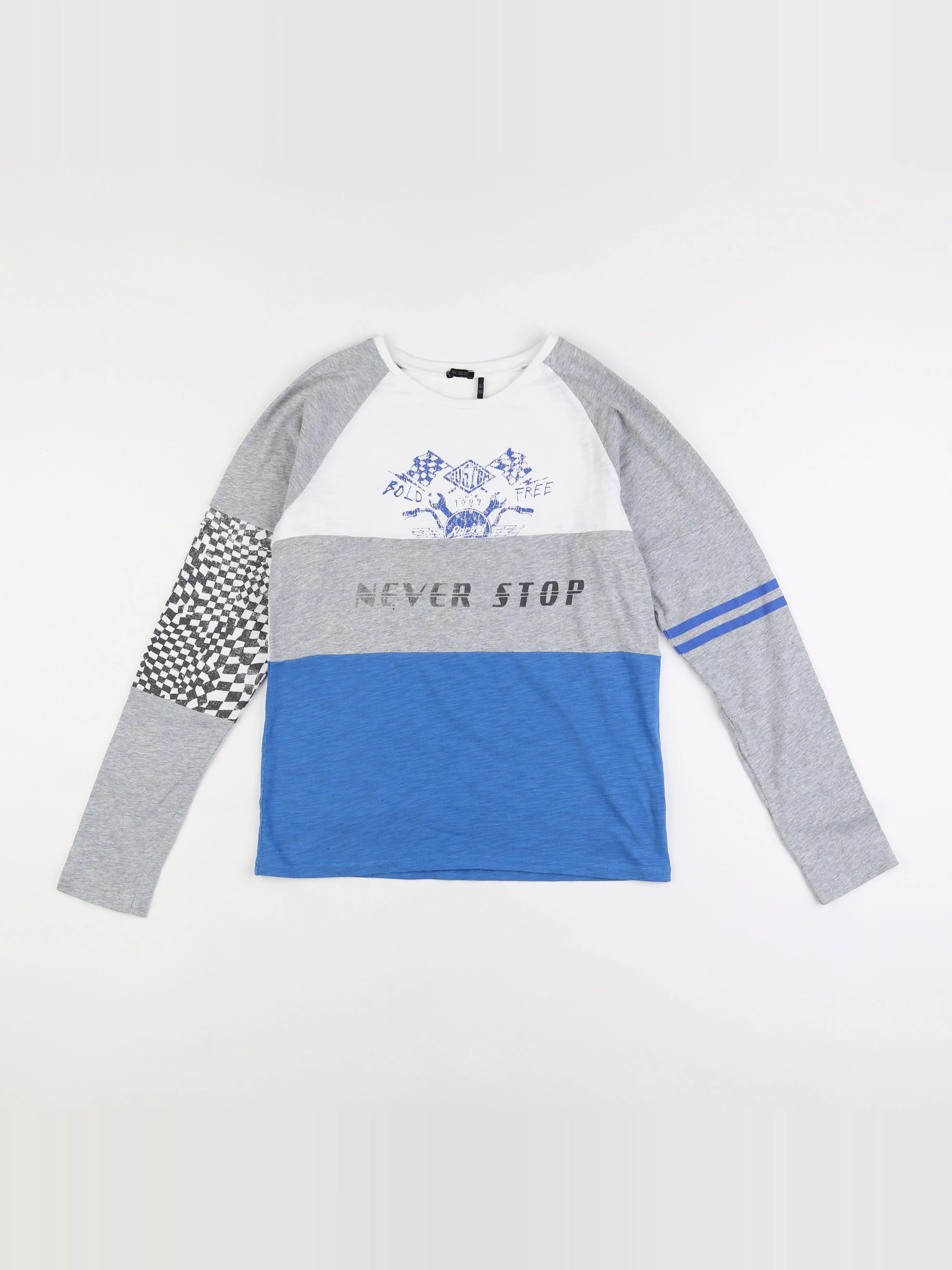 IKKS - tee-shirt bleu, gris - 14 ans