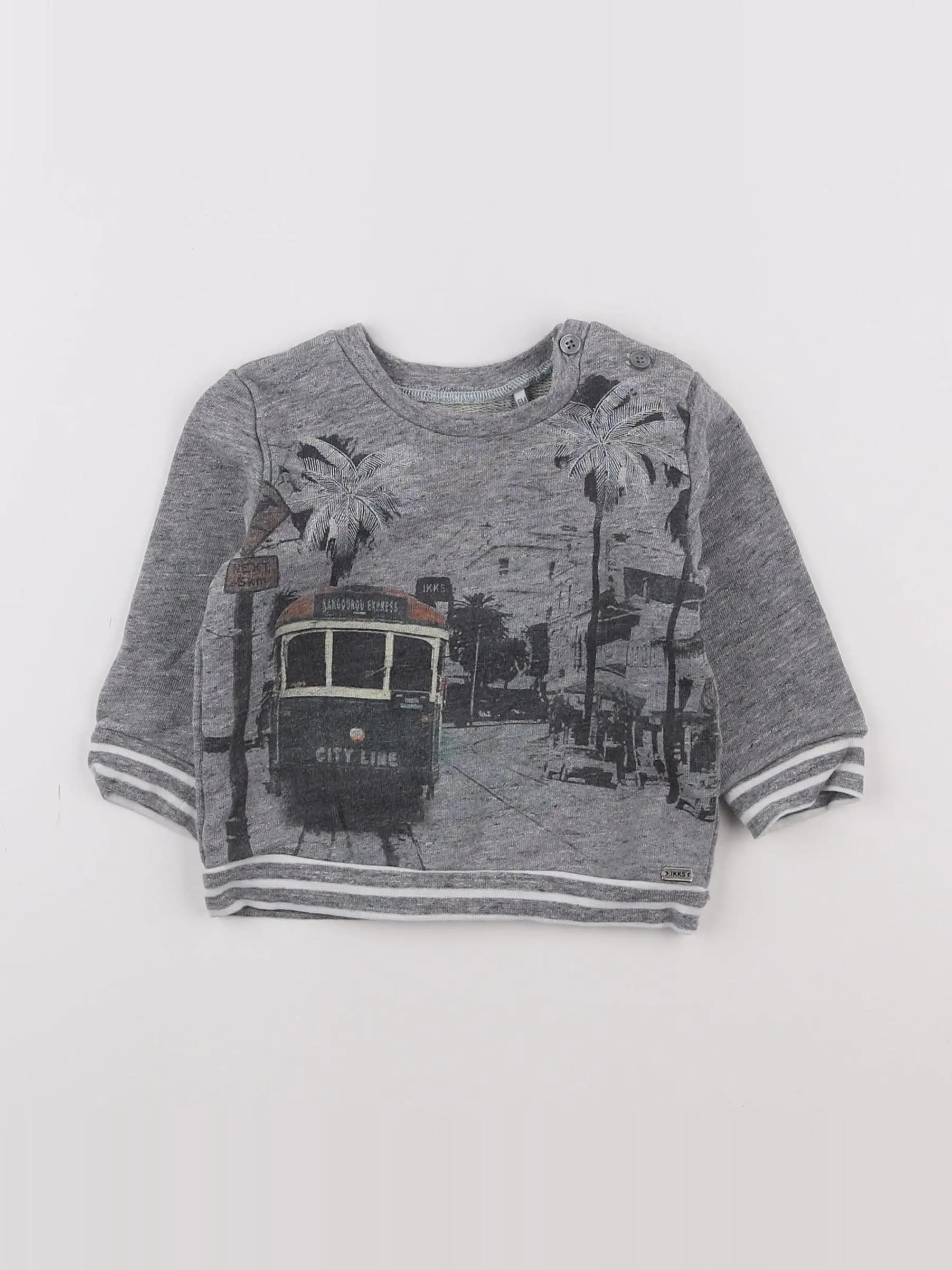IKKS - sweat gris - 6 mois