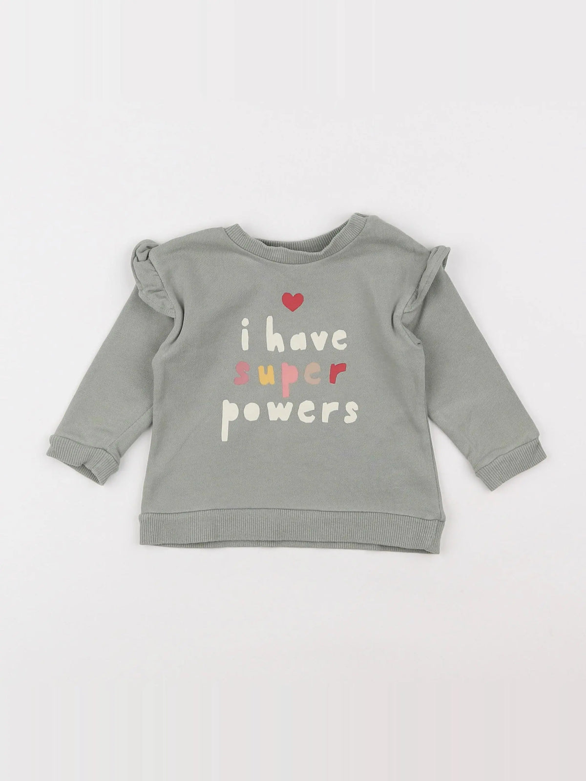 H&M - sweat vert, rose - 3/6 mois