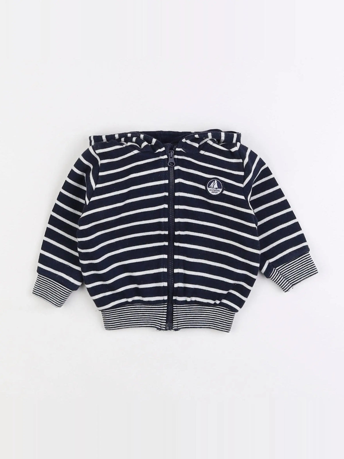 Petit Bateau - sweat blanc, bleu - 6 mois