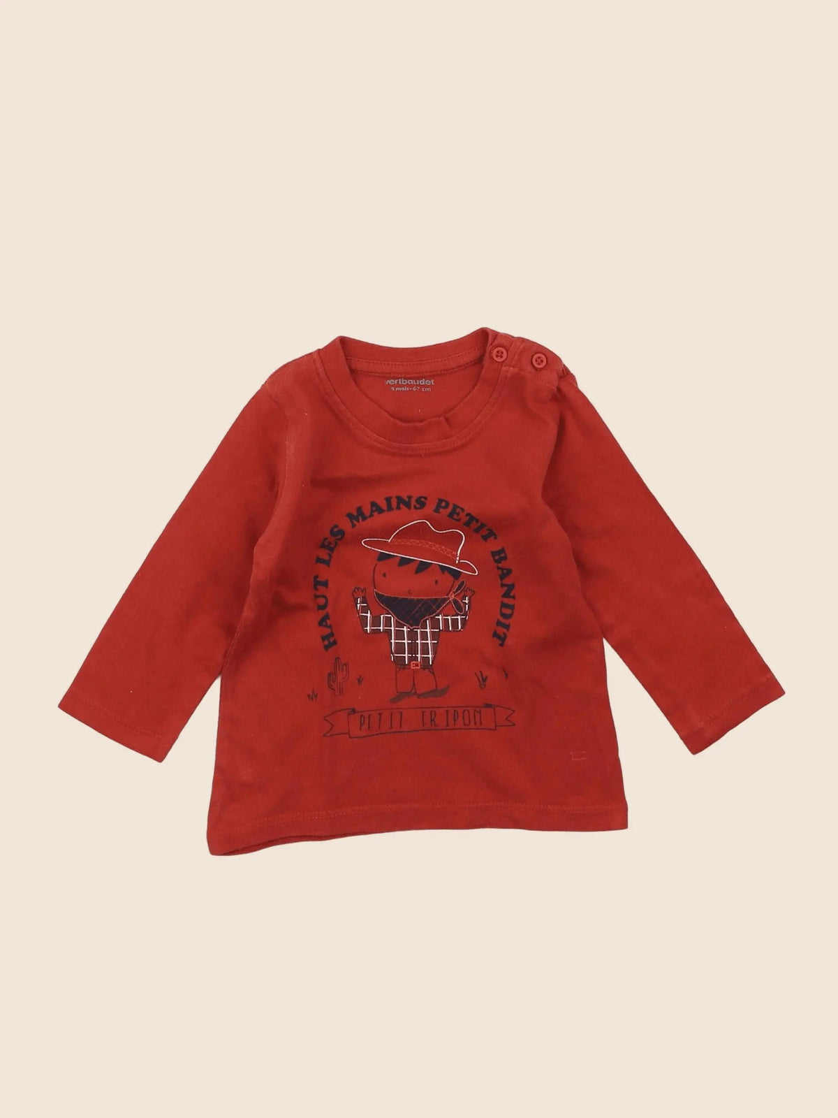 Vertbaudet - tee-shirt rouge - 6 mois