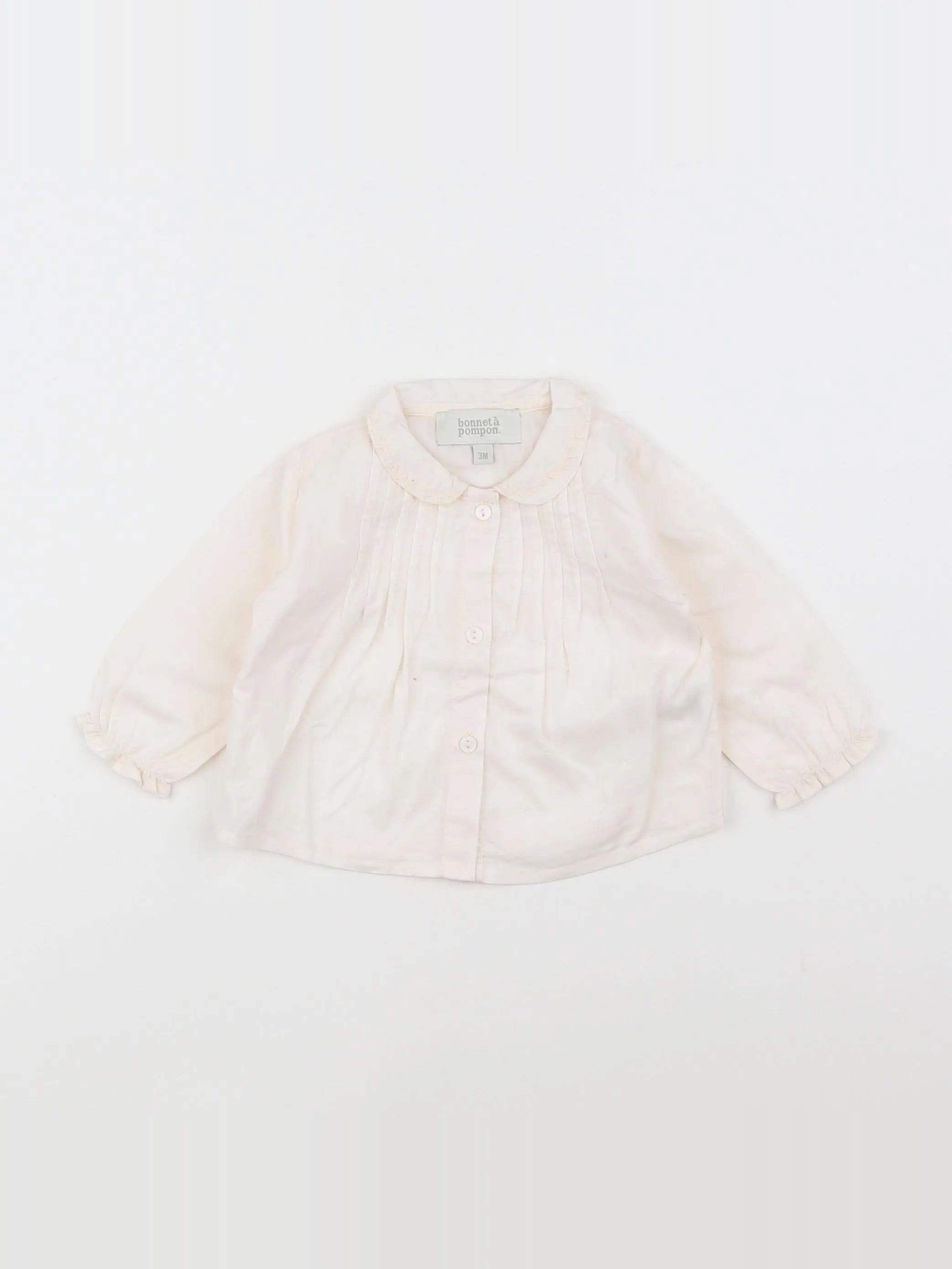 Bonnet à Pompon - blouse beige - 3 mois