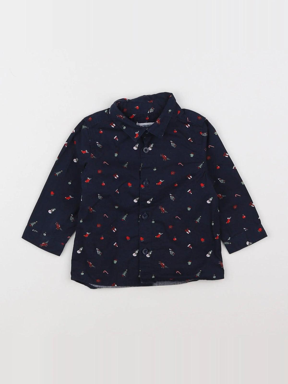 Vertbaudet - chemise bleu, rouge - 9 mois